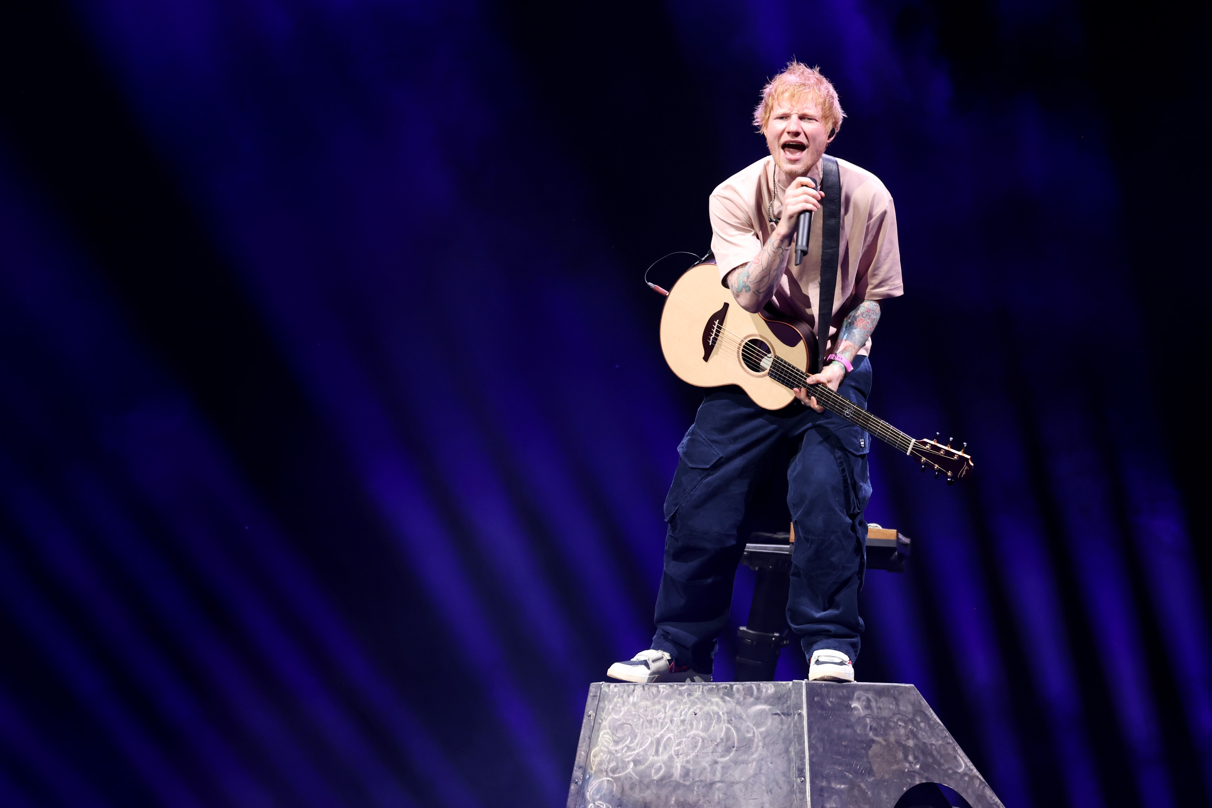 BOSTON, MASSACHUSETTS - DECEMBER 14: Ed Sheeran performs during iHeartRadio KISS108's Jingle Ball 2025 Presented By Capital One at TD Garden on December 14, 2025 in Boston, Massachusetts. (Photo by Scott Eisen/Getty Images for iHeartRadio)