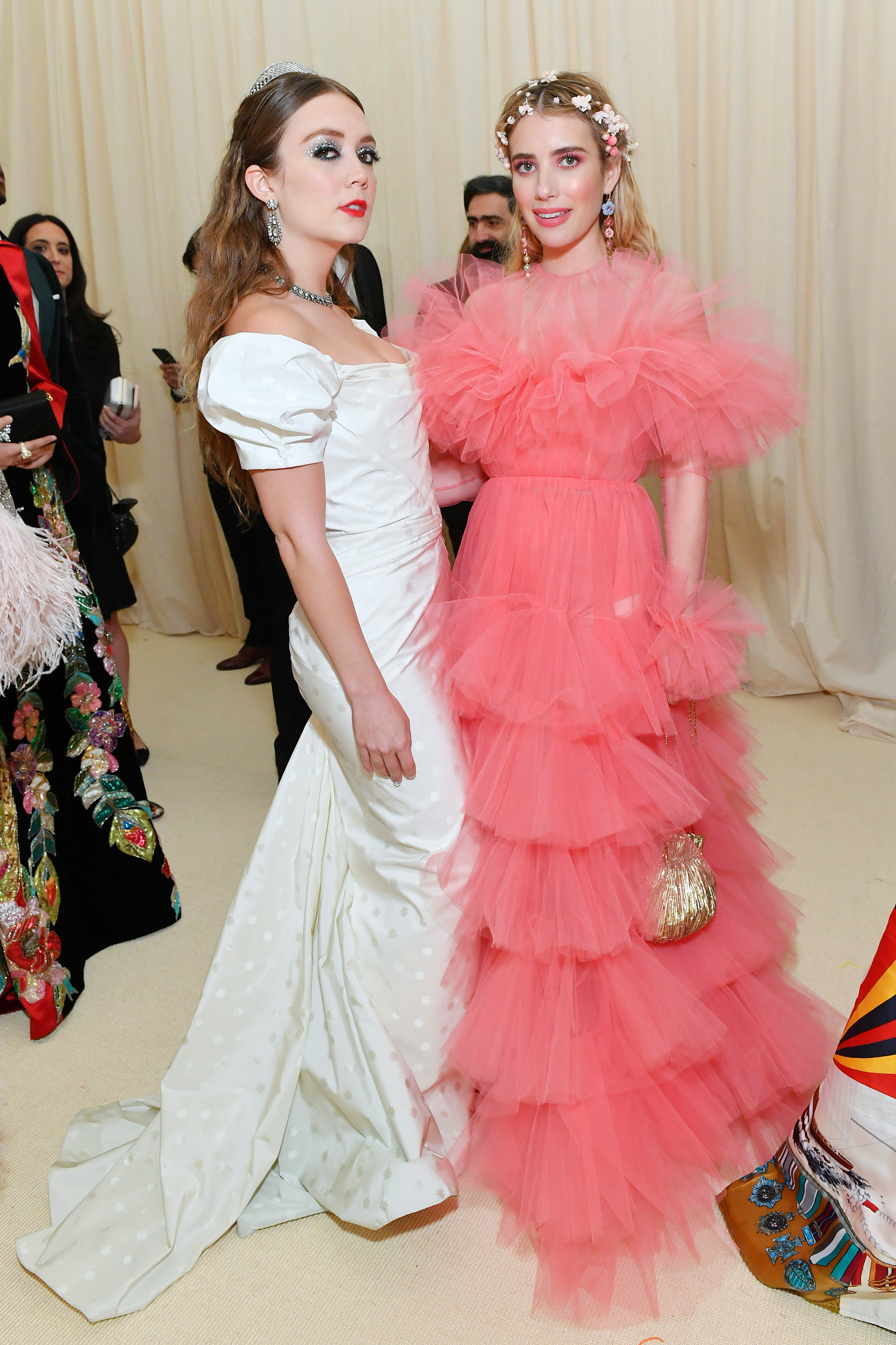 NEW YORK, NEW YORK - MAY 06: Billie Lourd and Emma Roberts attend The 2019 Met Gala Celebrating Camp: Notes on Fashion at Metropolitan Museum of Art on May 06, 2019 in New York City. (Photo by Mike Coppola/MG19/Getty Images for The Met Museum/Vogue )