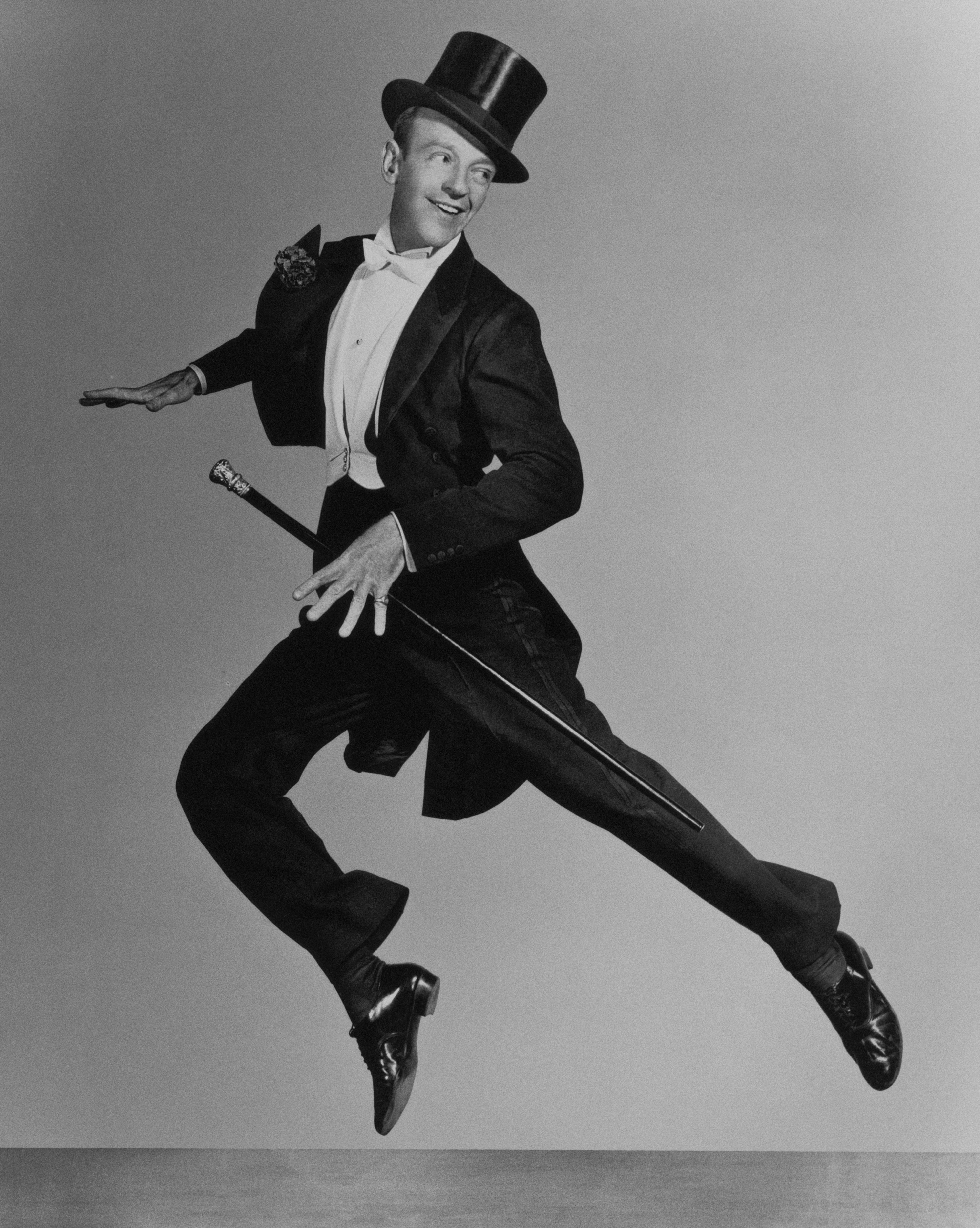 American actor and dancer Fred Astaire (1899 - 1987), mid leap, circa 1935. (John Kobal Foundation/Hulton Archive/Getty Images)