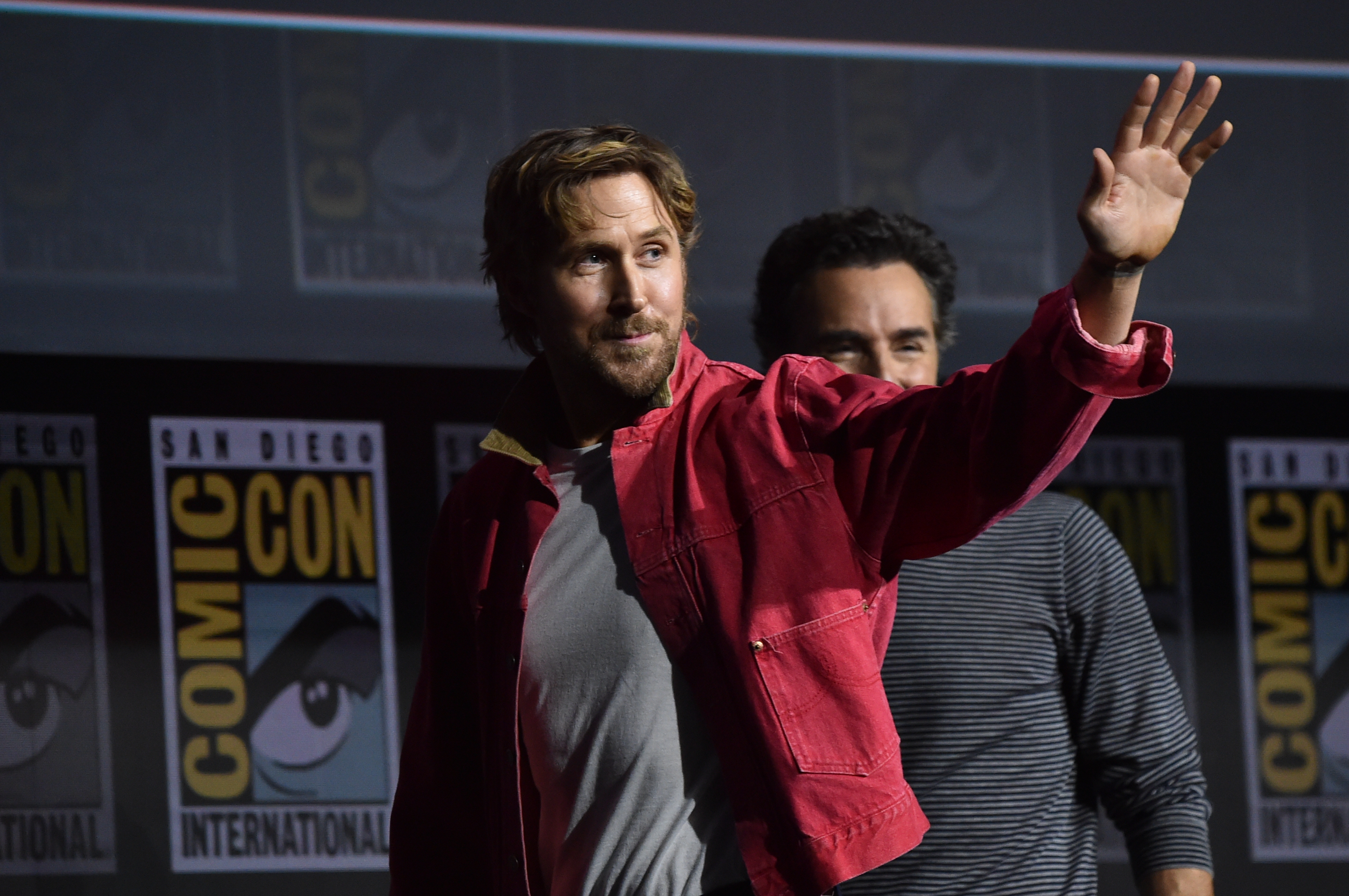 Ryan Gosling, left, and Shawn Levy attend a panel for Marvel Studios during Comic-Con International on Saturday, July 25, 2026, in San Diego. (Photo by Richard Shotwell/Invision/AP)