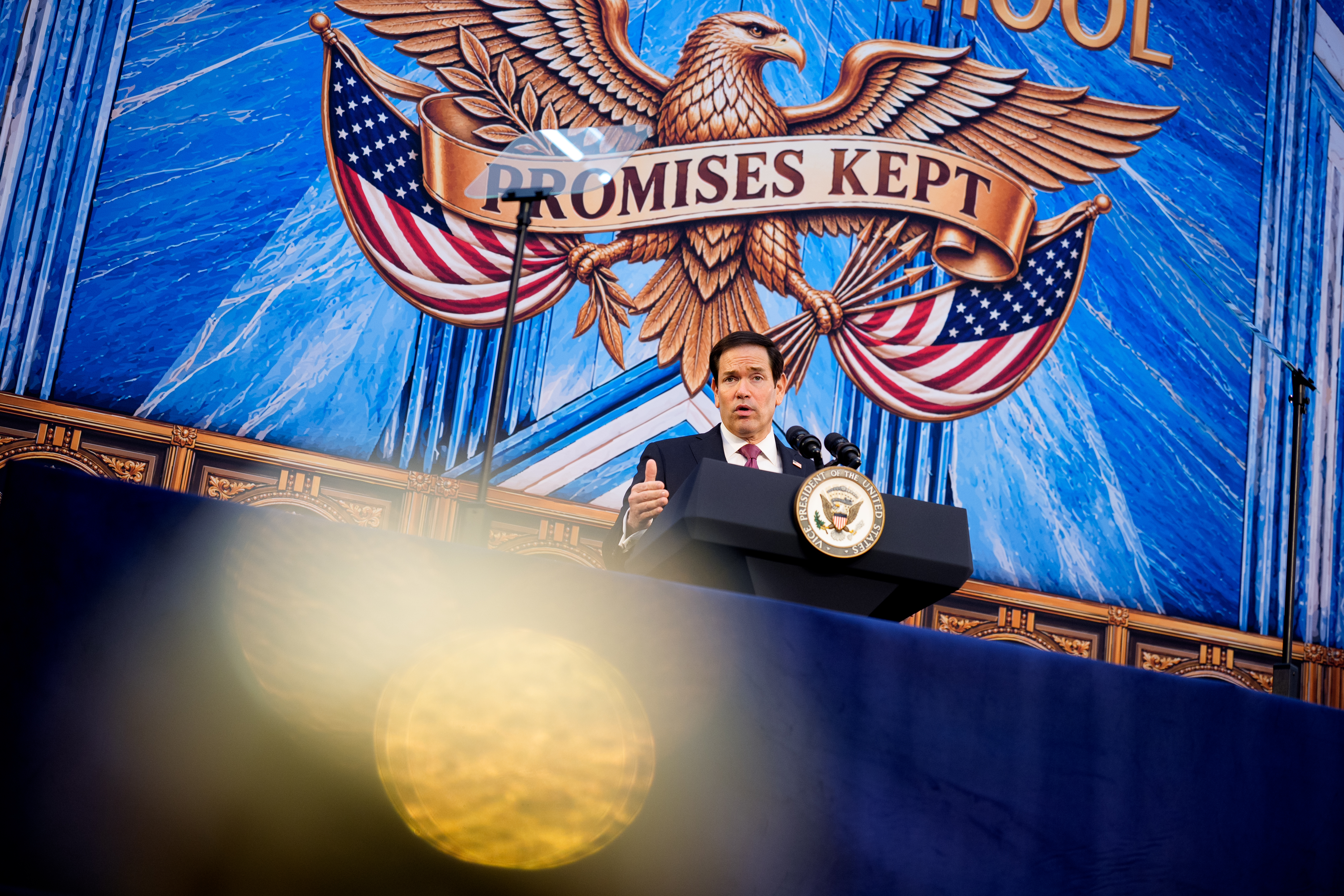 WASHINGTON, DC - SEPTEMBER 3: Secretary of State Marco Rubio speaks during the Foundry School launch event at the U.S. Institute of Peace on September 3, 2026 in Washington, DC. Foundry School is a national program launched by the Trump administration to train skilled workers to help rebuild American manufacturing as part of a Department of State initiative called Pax Silica. (Photo by Andrew Harnik/Getty Images)