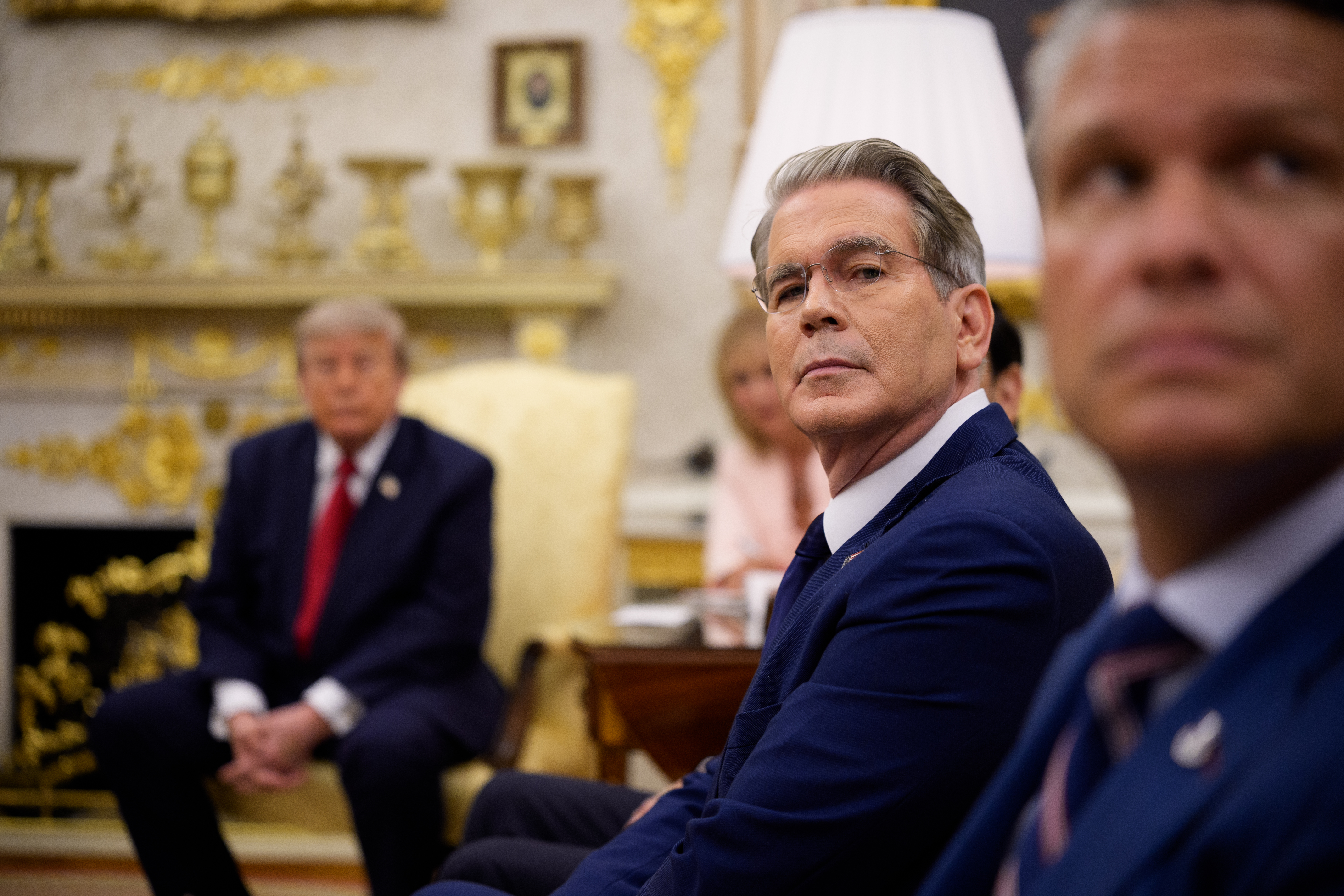 Treasury Secretary Scott Bessent attend a meeting with President Donald Trump in the Oval Office of the White House on July 14, 2026 in Washington, DC (Photo by Andrew Harnik/Getty Images)