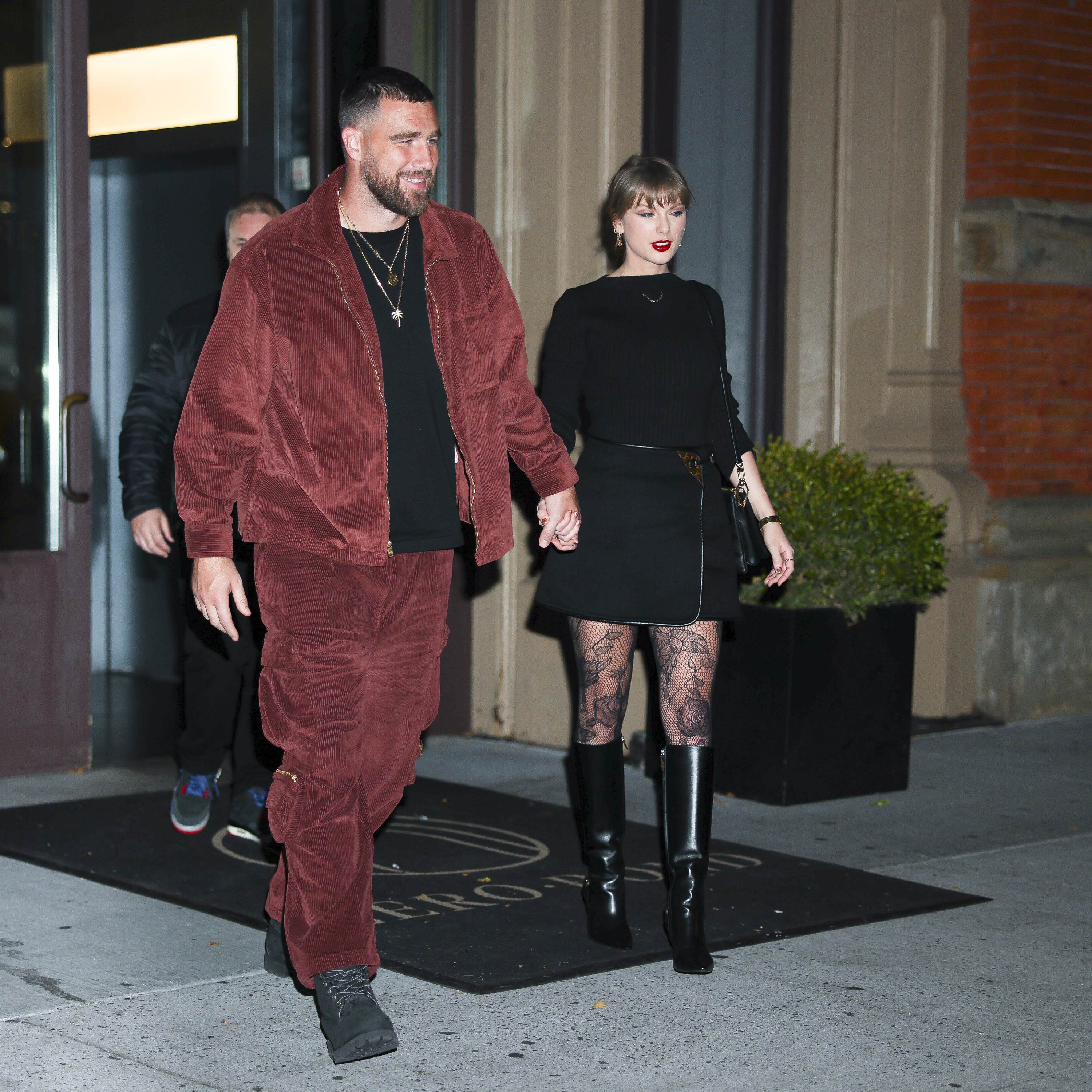NEW YORK, NEW YORK - NOVEMBER 06: Taylor Swift and Travis Kelce seen in NoHo on November 06, 2025 in New York City. (Photo by Aeon/GC Images)