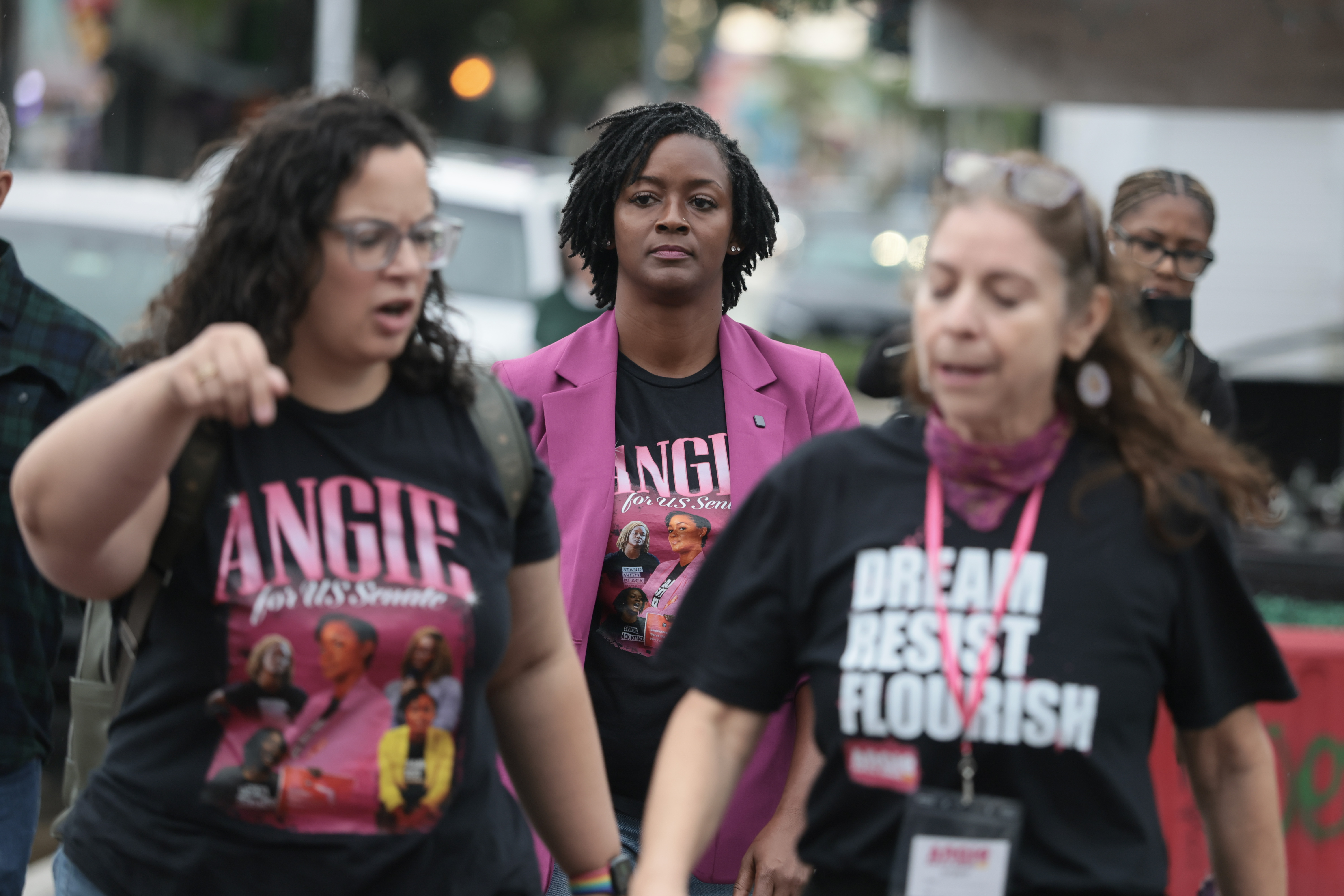 MIAMI, FLORIDA - AUGUST 29: Democratic U.S. Senate candidate, Florida state Rep. Angie Nixon visits the Little Havana neighborhood as she campaigns on August 29, 2026 in Miami, Florida. Nixon faces incumbent Republican U.S. Sen. Ashley Moody (R-FL) in the November 3rd general election.  (Photo by Joe Raedle/Getty Images)