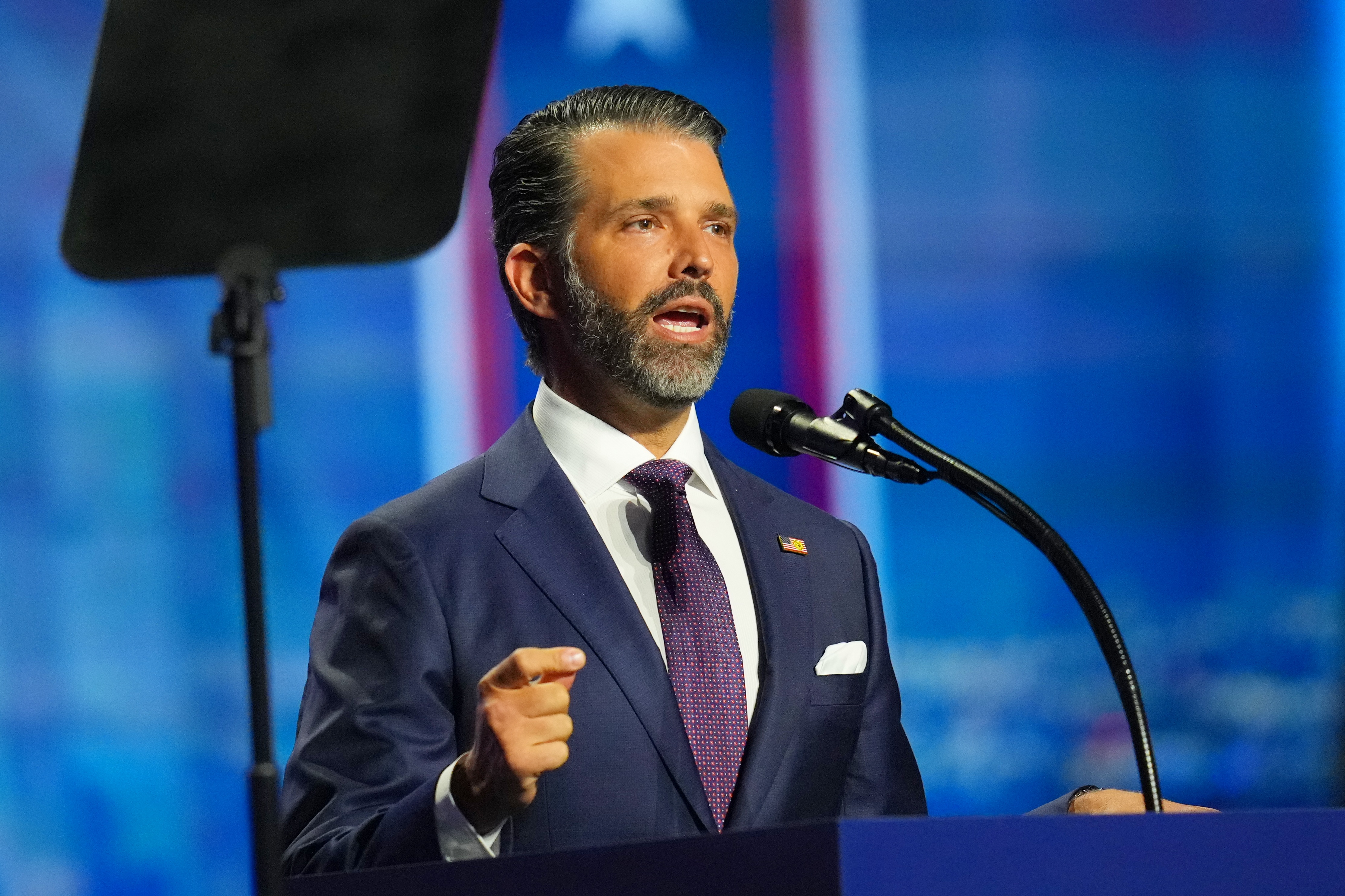 Donald Trump Jr. speaks at the Republican convention Thursday, Sept. 10, 2026, in Dallas. (AP Photo/Julio Cortez)