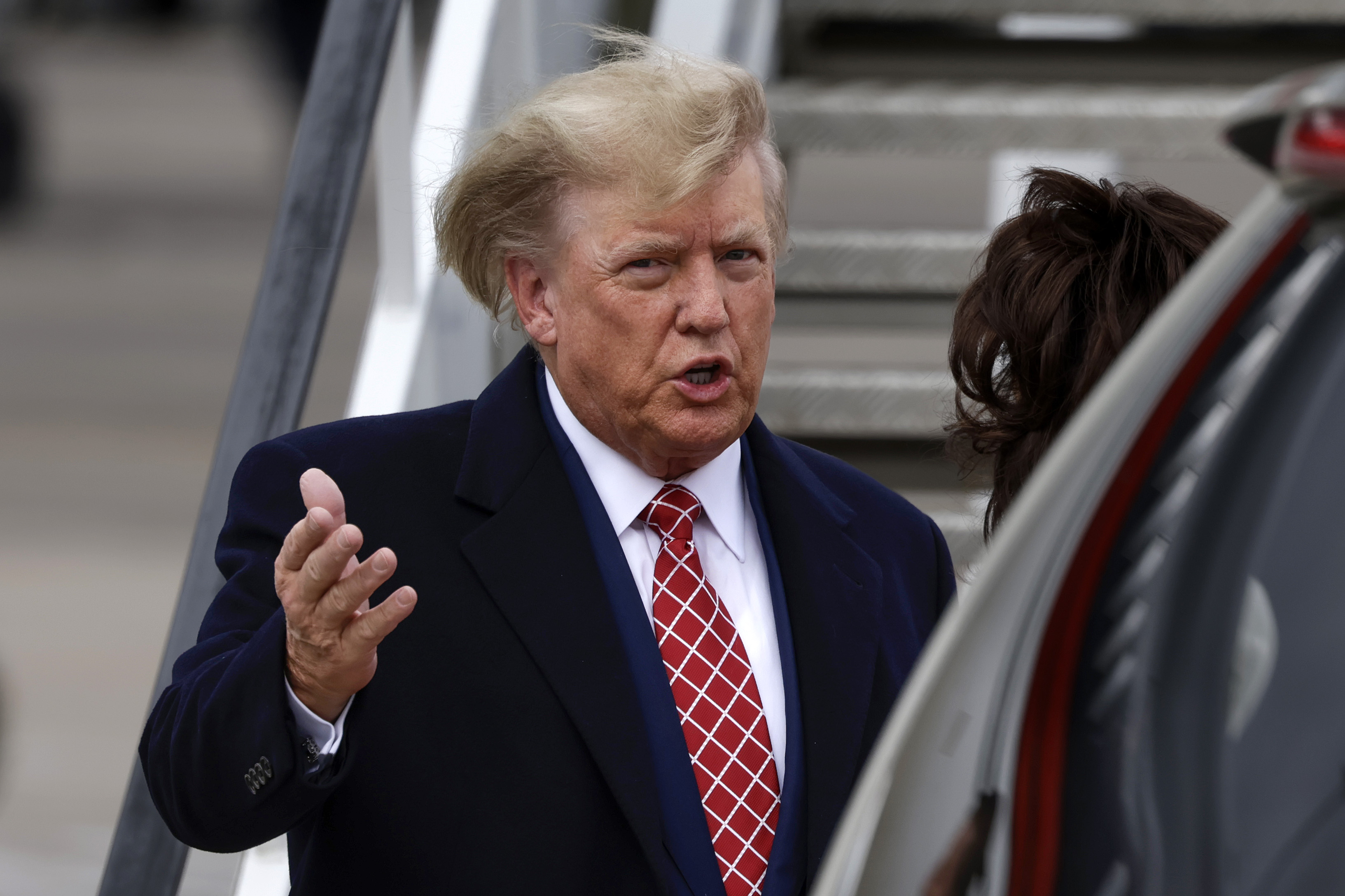 ABERDEEN, SCOTLAND - MAY 01: Former U.S. President Donald Trump disembarks his plane