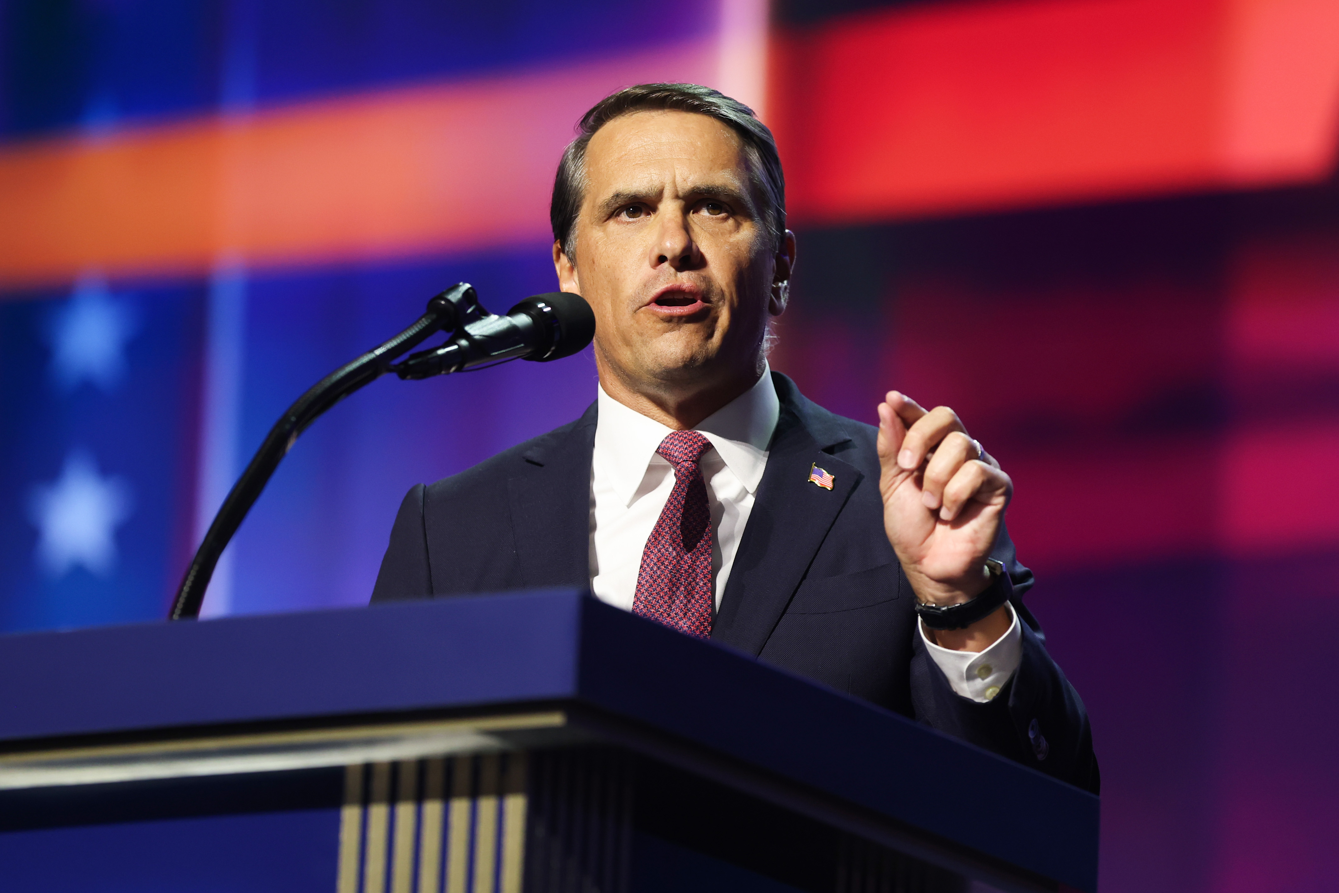 DALLAS, TEXAS - SEPTEMBER 09: U.S. Attorney General Todd Blanche speaks on stage on the first day of the 2026 Republican National Convention at the American Airlines Center on September 09, 2026 in Dallas, Texas. U.S. President Donald Trump will headline the Republican National Committee's first-ever midterm convention as he aims to highlight his administration’s achievements and rally support for GOP candidates just two months before the upcoming elections being held on November 3. (Photo by Kevin Dietsch/Getty Images)