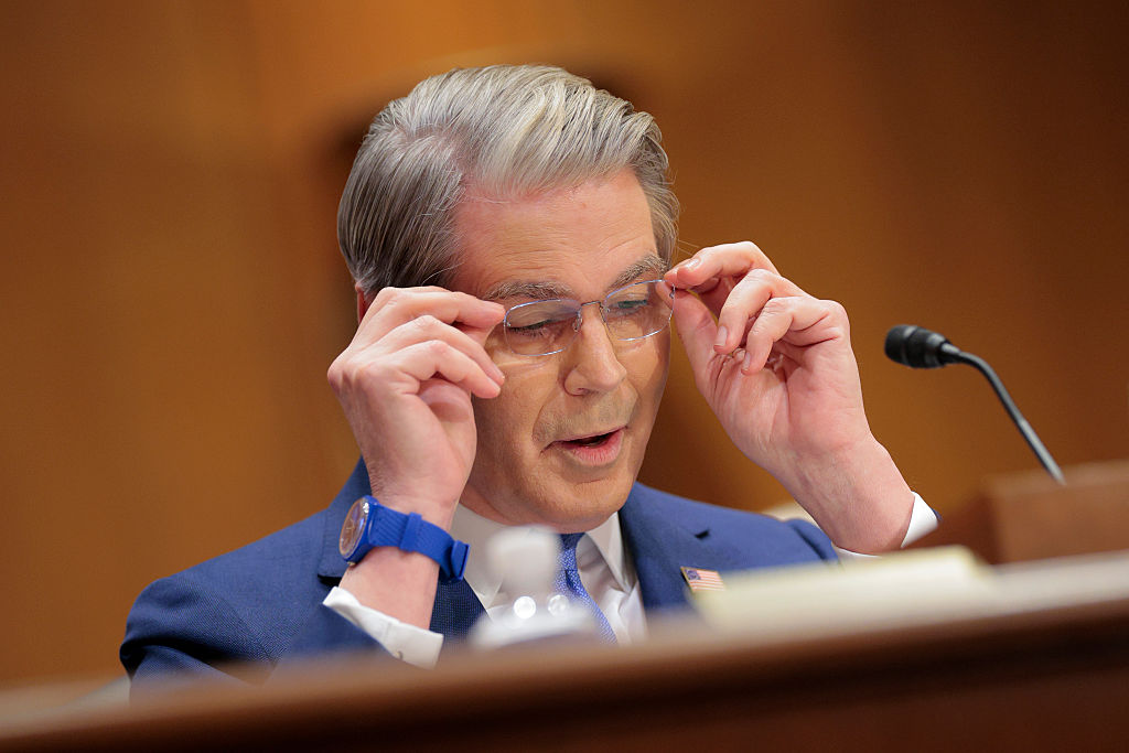WASHINGTON, DC - JUNE 03: U.S. Treasury Secretary Scott Bessent testifies during a Senate Committee on Finance hearing in the Dirksen Senate Office Building on Capitol Hill on June 03, 2026 in Washington, DC. The hearing was held to examine the Treasury Department's budget request for fiscal year 2027. (Photo by Chip Somodevilla/Getty Images)