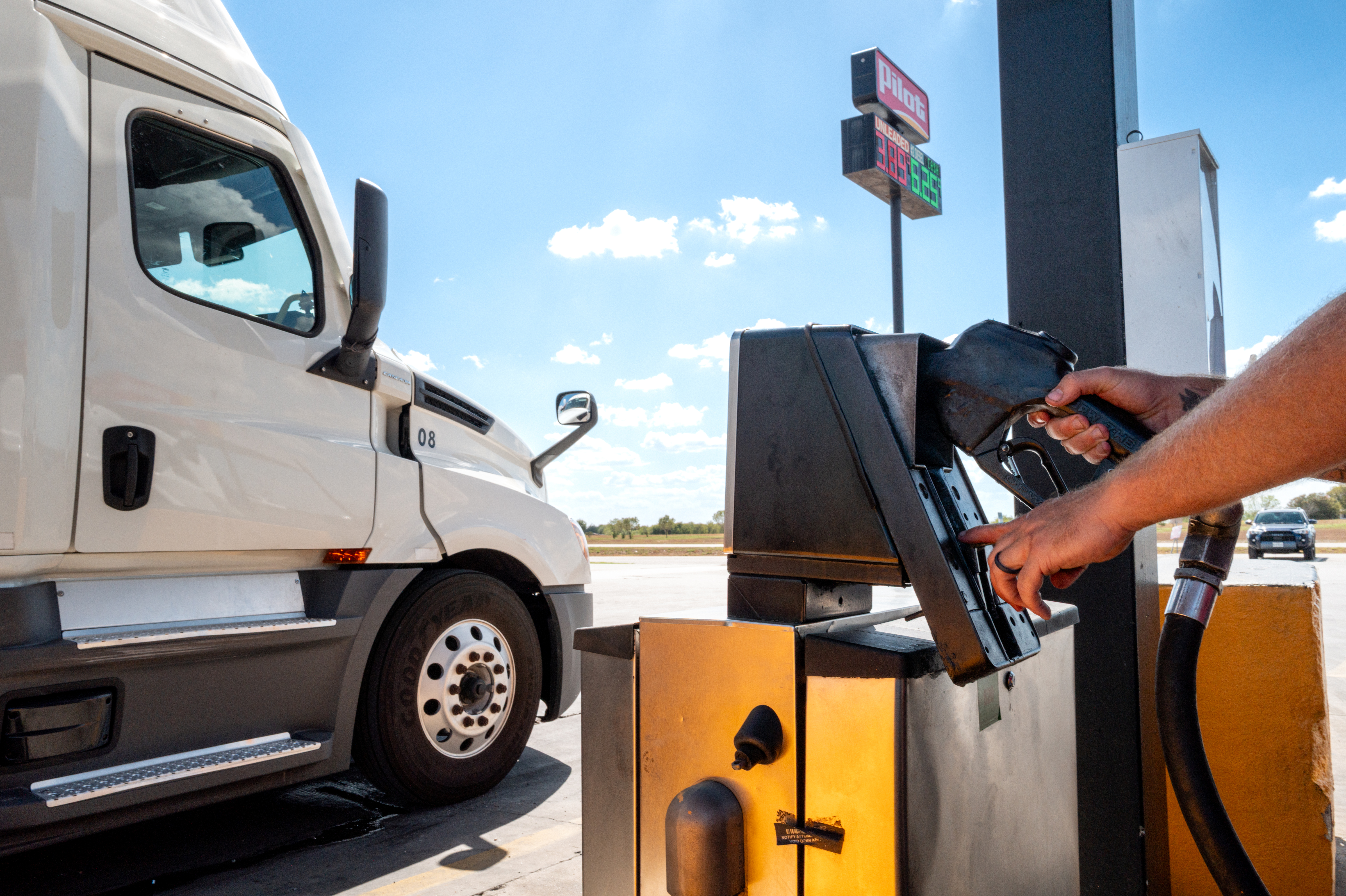 BUDA, TEXAS - SEPTEMBER 14: A person pumps diesel at a Pilot gas station on September 14, 2026 in Buda, Texas. Diesel prices are rising again, with the national average reaching $6.23 per gallon as of today. The ongoing conflict involving Iran and disruptions around the Strait of Hormuz continue to strain global fuel production and transportation. (Photo by Brandon Bell/Getty Images)