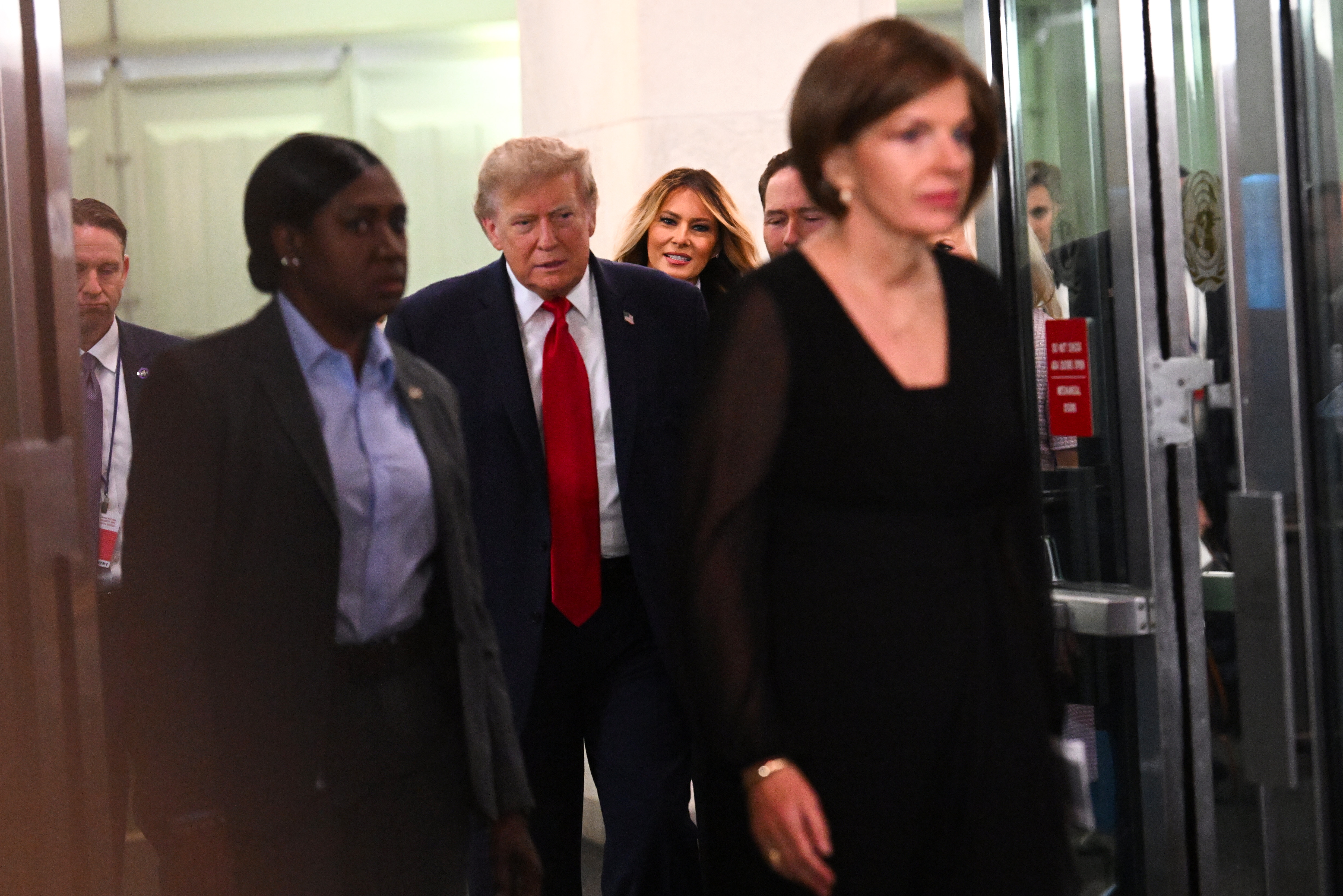 NEW YORK, NEW YORK - SEPTEMBER 22: U.S. President Donald Trump and first lady Melania Trump arrive during the 81st session of the United Nations (U.N.) General Assembly at U.N. Headquarters on September 22, 2026 in New York City. World leaders have gathered in New York for the annual session of the United Nations General Assembly, with this year's global issues ranging from the threat of artificial intelligence to the continued wars in Ukraine and Gaza. (Photo by Alexi J. Rosenfeld/Getty Images)