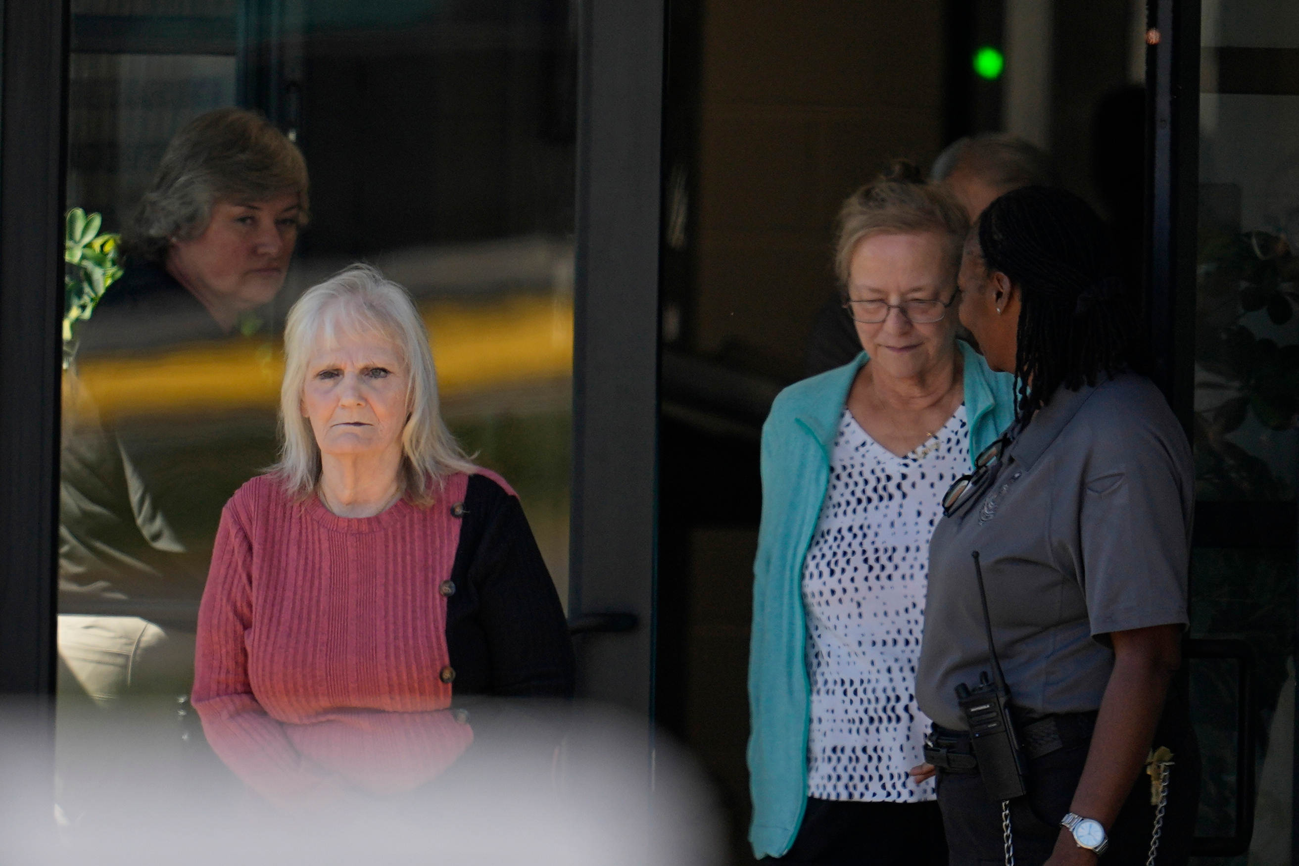 May Martinez, left, mother of murder victim Colleen Slemmer, walks out of Riverbend Maximum Security Institution during a stay of the planned execution of Christa Pike, Wednesday, Sept. 30, 2026, in Nashville, Tenn. (AP Photo/George Walker IV)