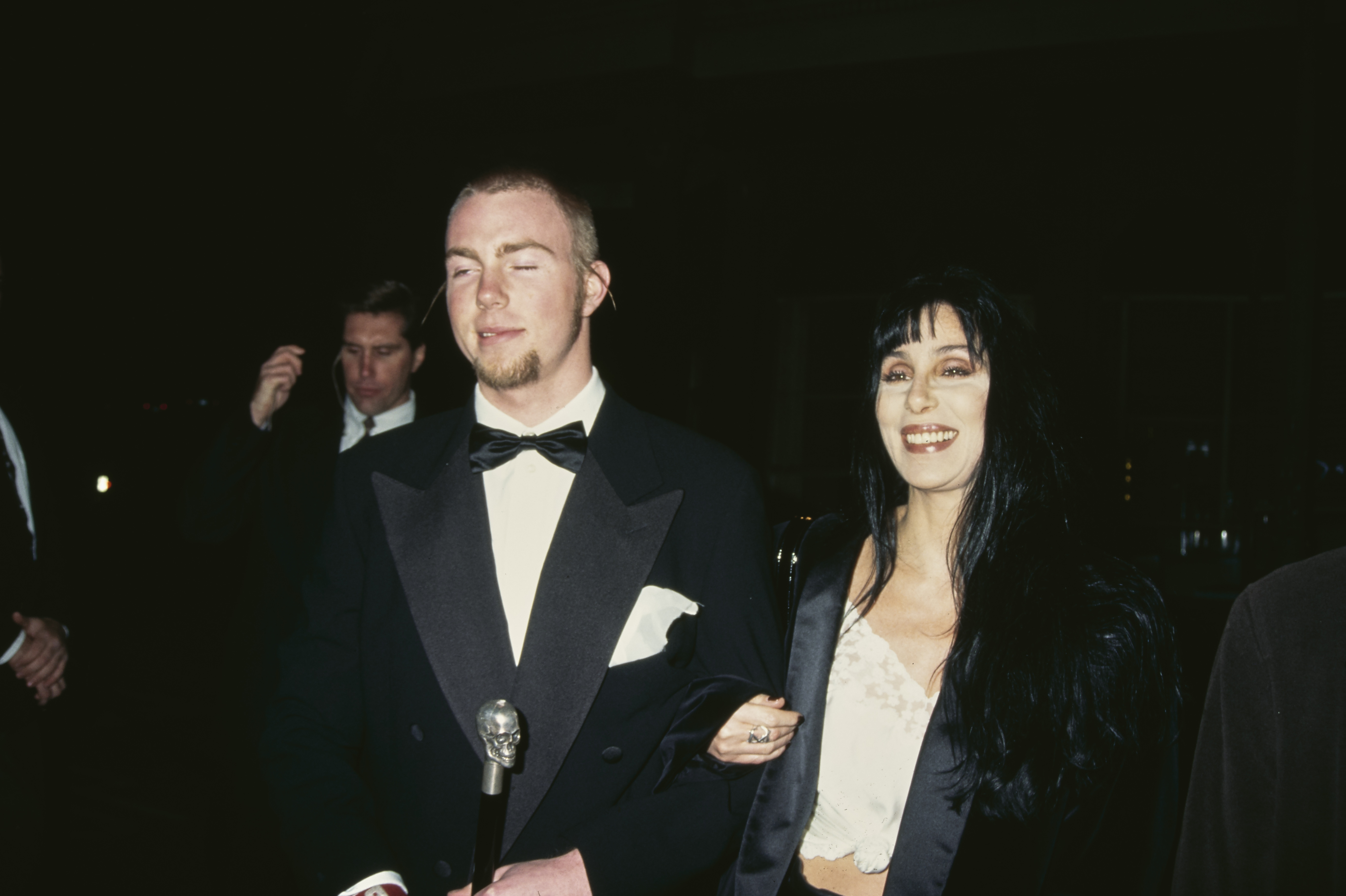 Elijah Blue Allman and American singer and actress Cher attend the 5th Annual Fire and Ice Ball to Benefit Revlon UCLA Women Cancer Centre held at the 20th Century Fox Studios in Century City, California, United States, 7th December 1994.  (Photo by Vinnie Zuffante/Getty Images)