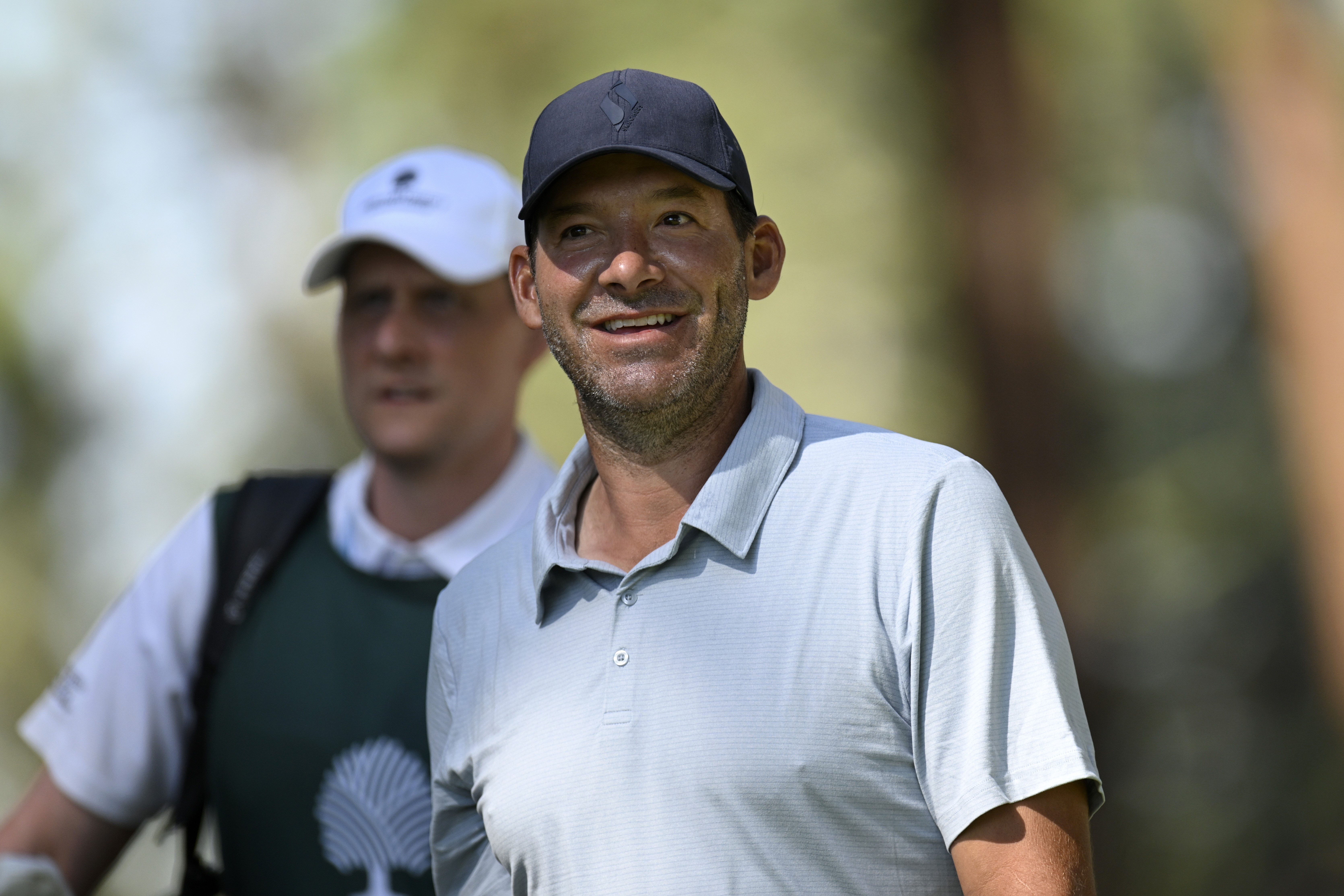 Tony Romo stands in the second tee box during the second round of the American Century Championship at Edgewood Tahoe Golf Course on July 12, 2025 in Stateline, Nevada. (Eakin Howard/Getty Images)