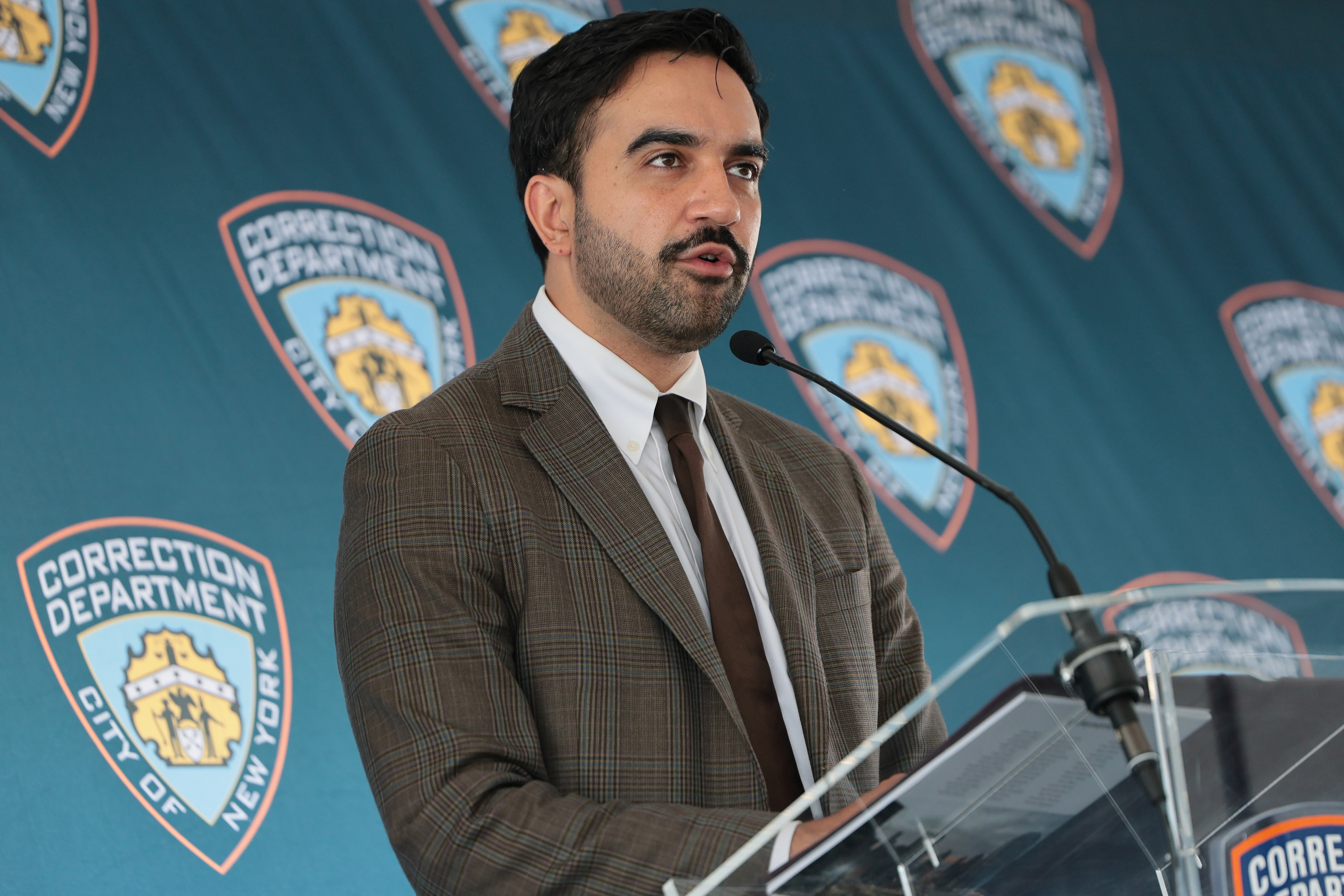 New York Mayor Zohran Mamdani speaks during a Department Of Correction's Tribute To 9/11 Heroes ceremony at Riker's Island on September 04, 2026 in New York City.