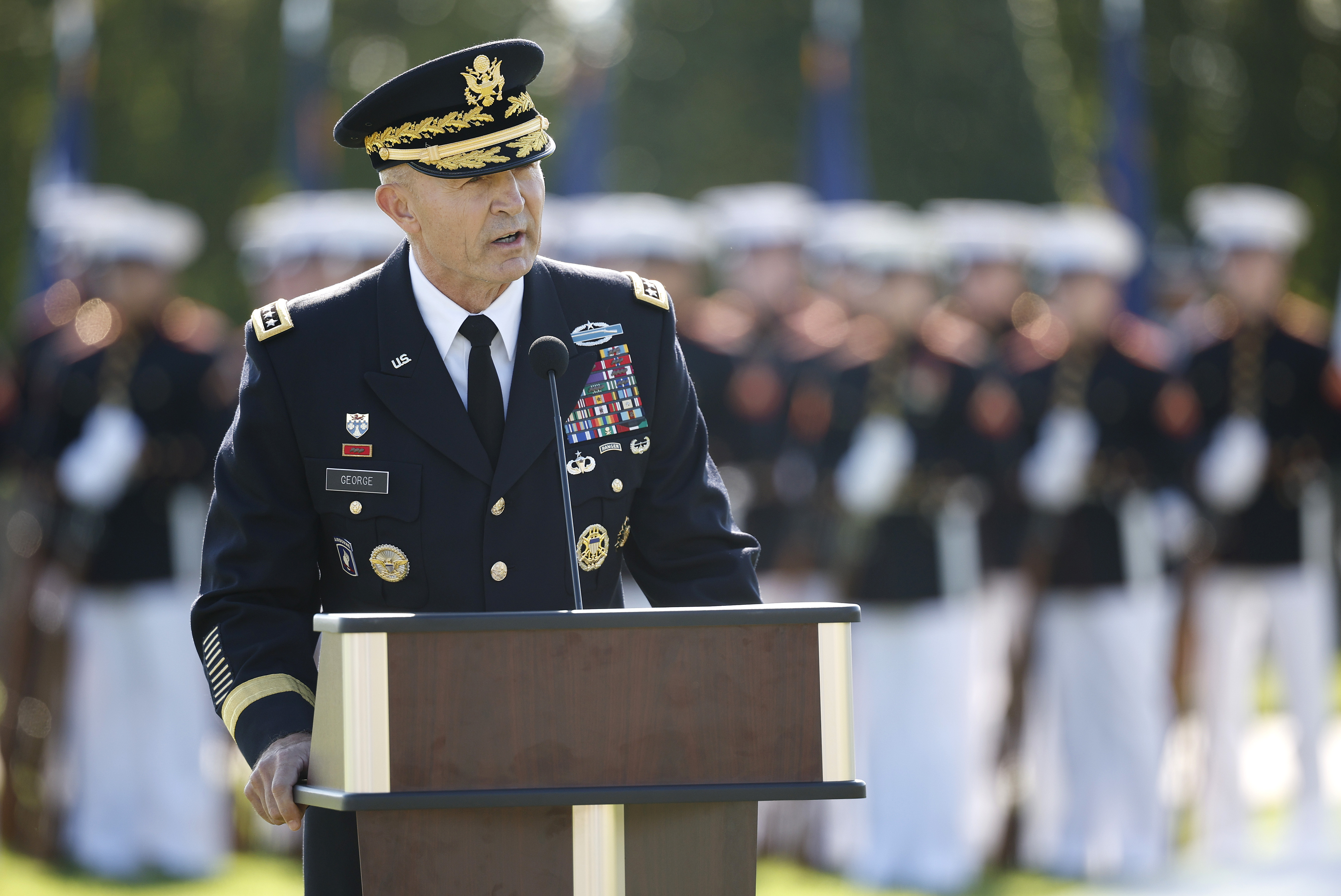 U.S. U.S. Army Chief of Staff Gen. Randy George delivers remarks during the Department of War 2025 National Prisoner of POW/MIA Recognition Day ceremony at the Pentagon on September 19, 2025 in Arlington, Virginia. The POW/MIA Recognition Day honors service members who were prisoners of war and those who are still missing in action. (Photo by Kevin Dietsch/Getty Images)