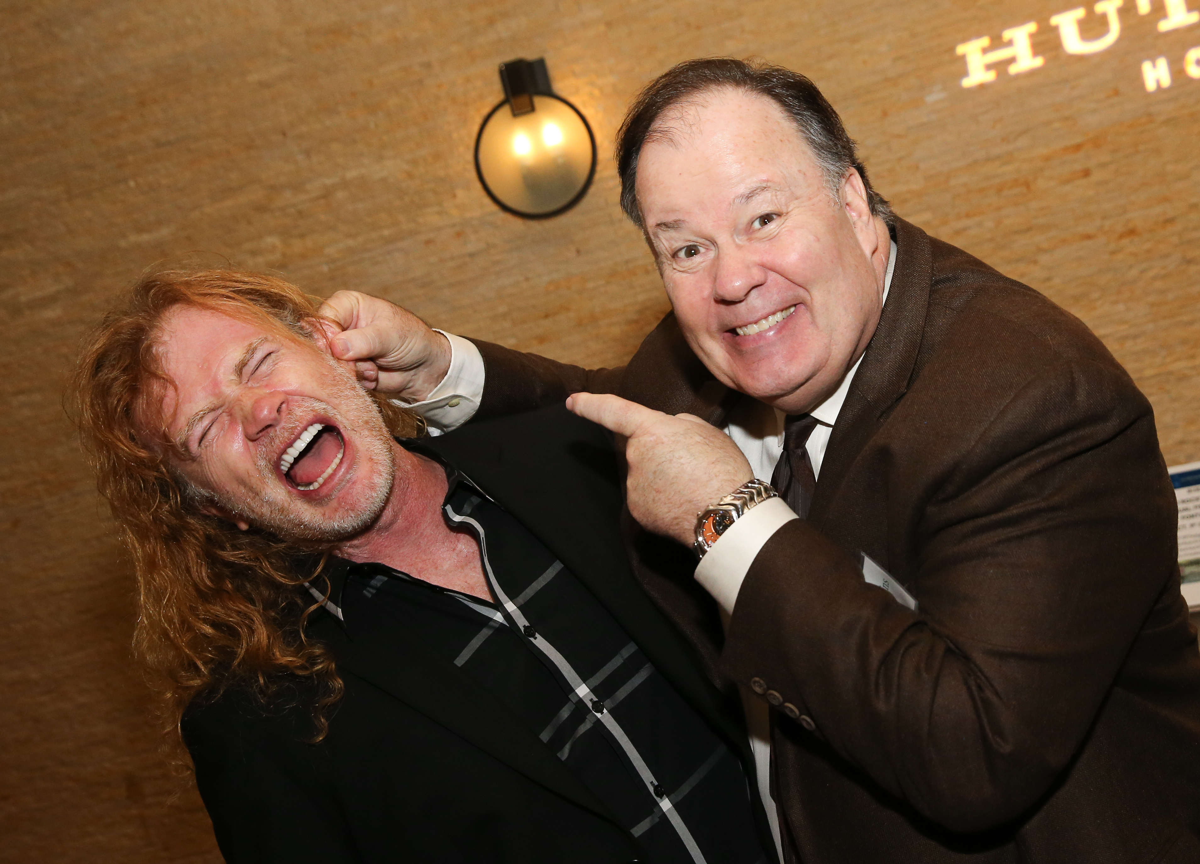 NASHVILLE, TN - SEPTEMBER 10:  Musician Dave Mustaine of Megadeth and actor Dennis Haskins attend the T.J. Martell Foundations 2nd Annual Let's Talk Nashville event at Hutton Hotel on September 10, 2015 in Nashville, Tennessee.  (Photo by Terry Wyatt/Getty Images)