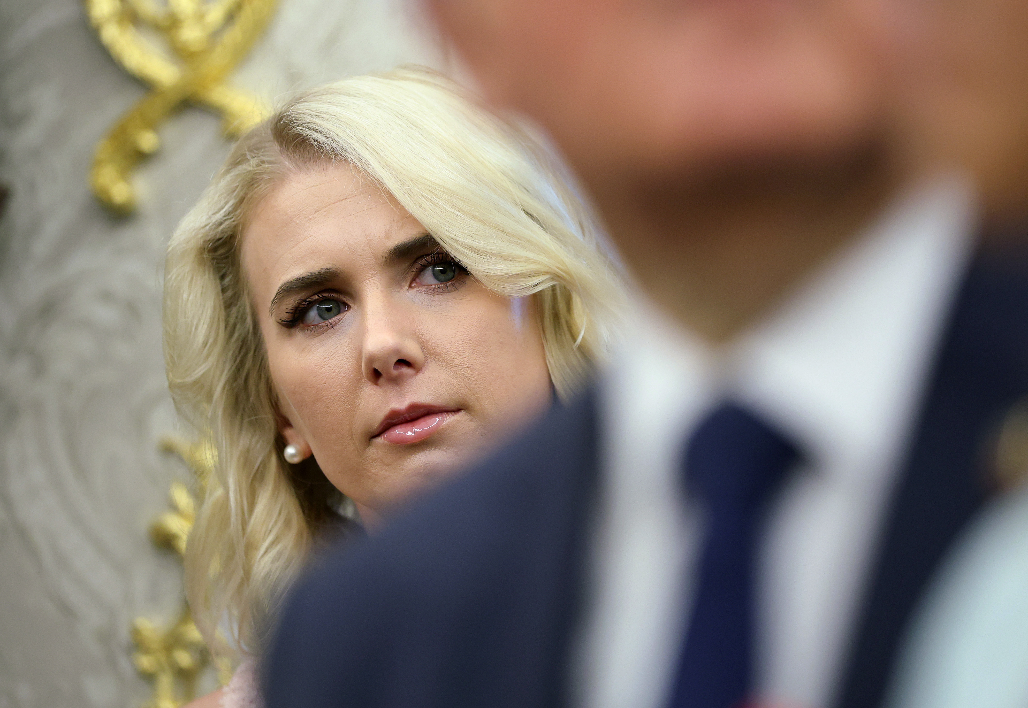 WASHINGTON, DC - JULY 21: Natalie Harp, executive assistant to U.S. President Donald Trump, listens to a reporters question as Trump holds a bilateral meeting with President of Lebanon Joseph Aoun in the Oval Office of the White House on July 21, 2026 in Washington, DC. Aoun is visiting the White House on the final day of a four-day trip to Washington to discuss the conflict between Israel and Hezbollah as the Israeli military begins its first limited withdrawal from Lebanon following last month’s U.S.-brokered agreement. (Photo by Kevin Dietsch/Getty Images)