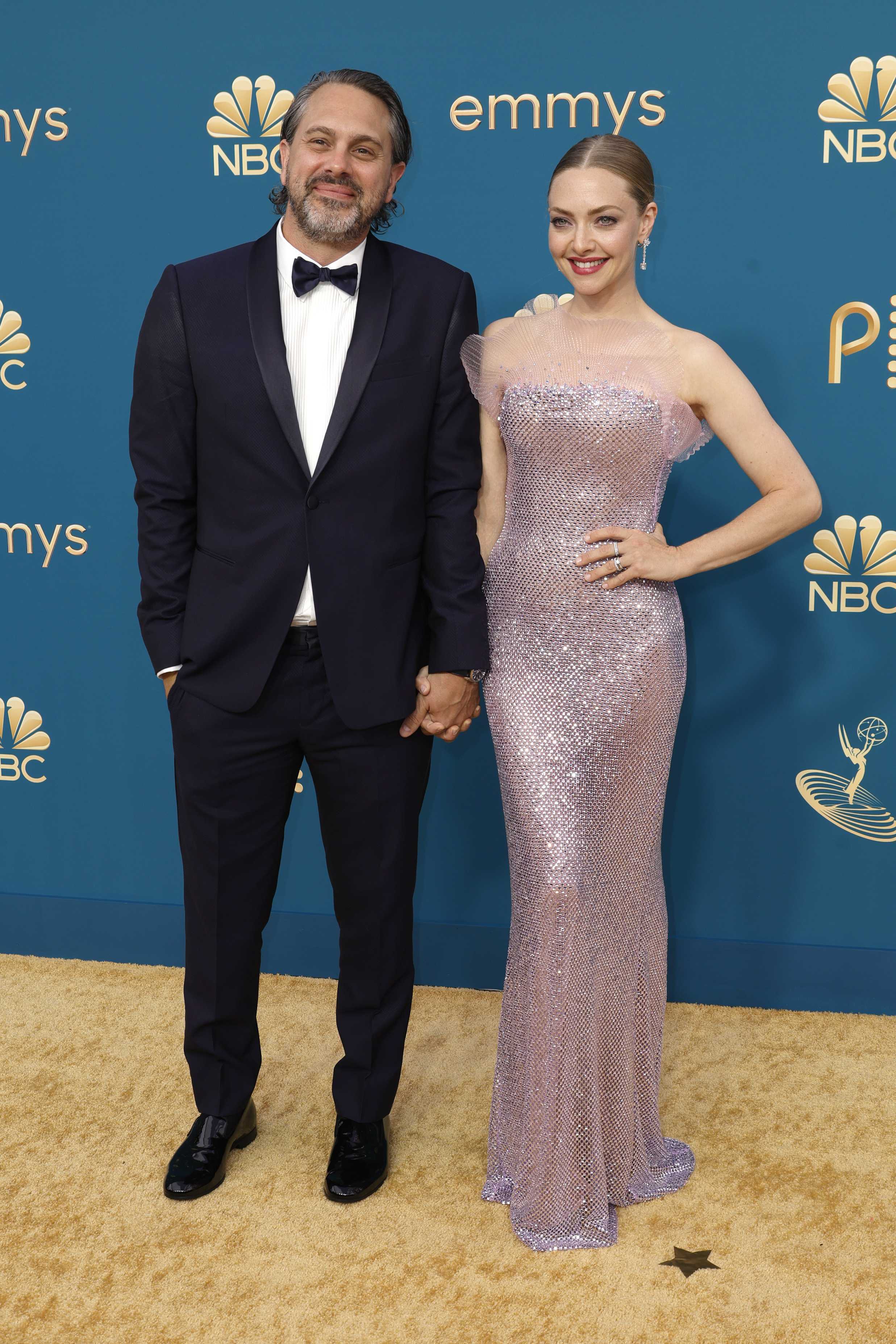 Thomas Sadoski and Amanda Seyfried attend the 74th Primetime Emmys at Microsoft Theater on September 12, 2022 in Los Angeles, California.