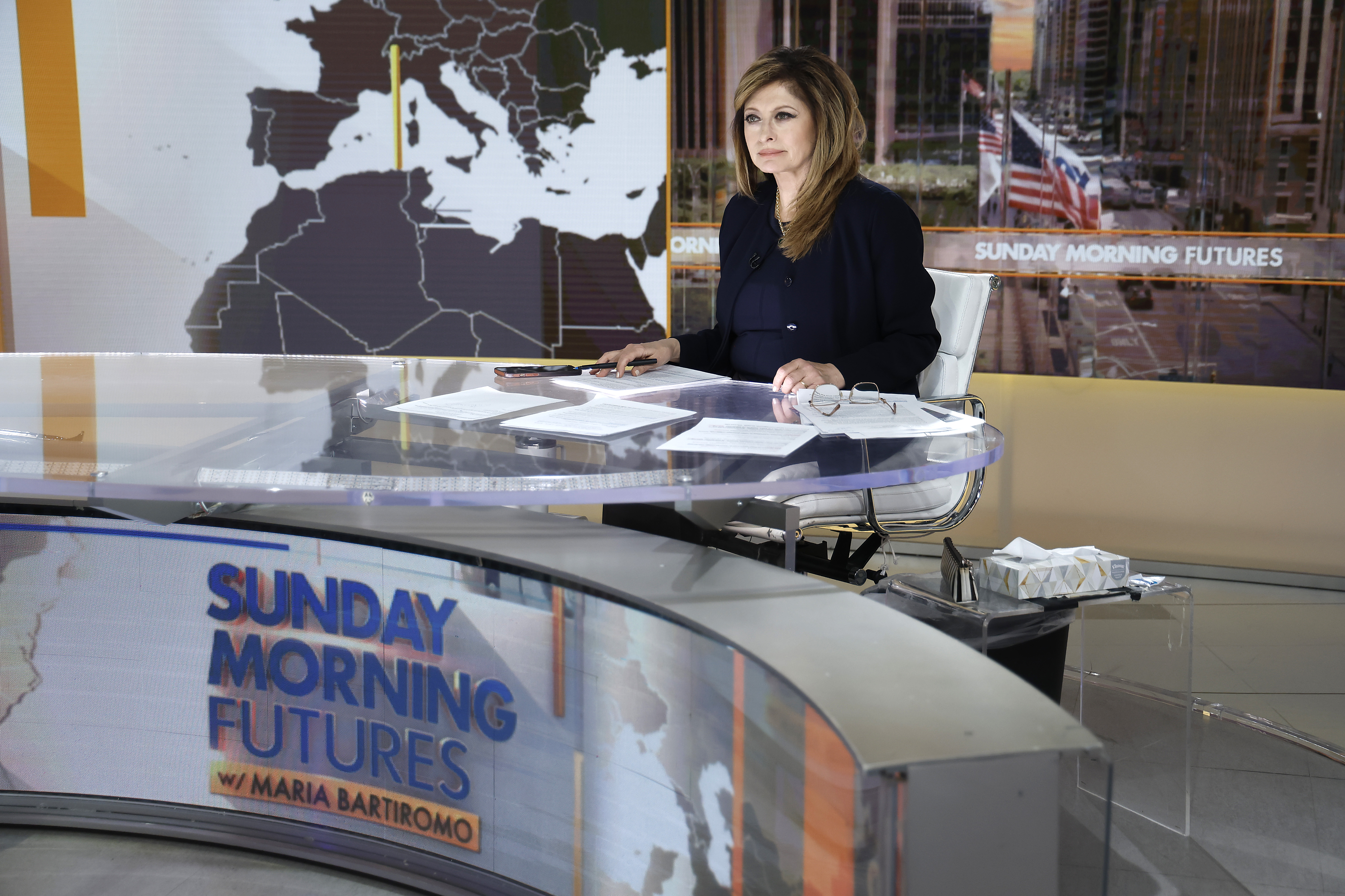 NEW YORK, NEW YORK - MARCH 23: Fox anchor Maria Bartiromo interviews NYPD Commissioner Jessica Tisch during