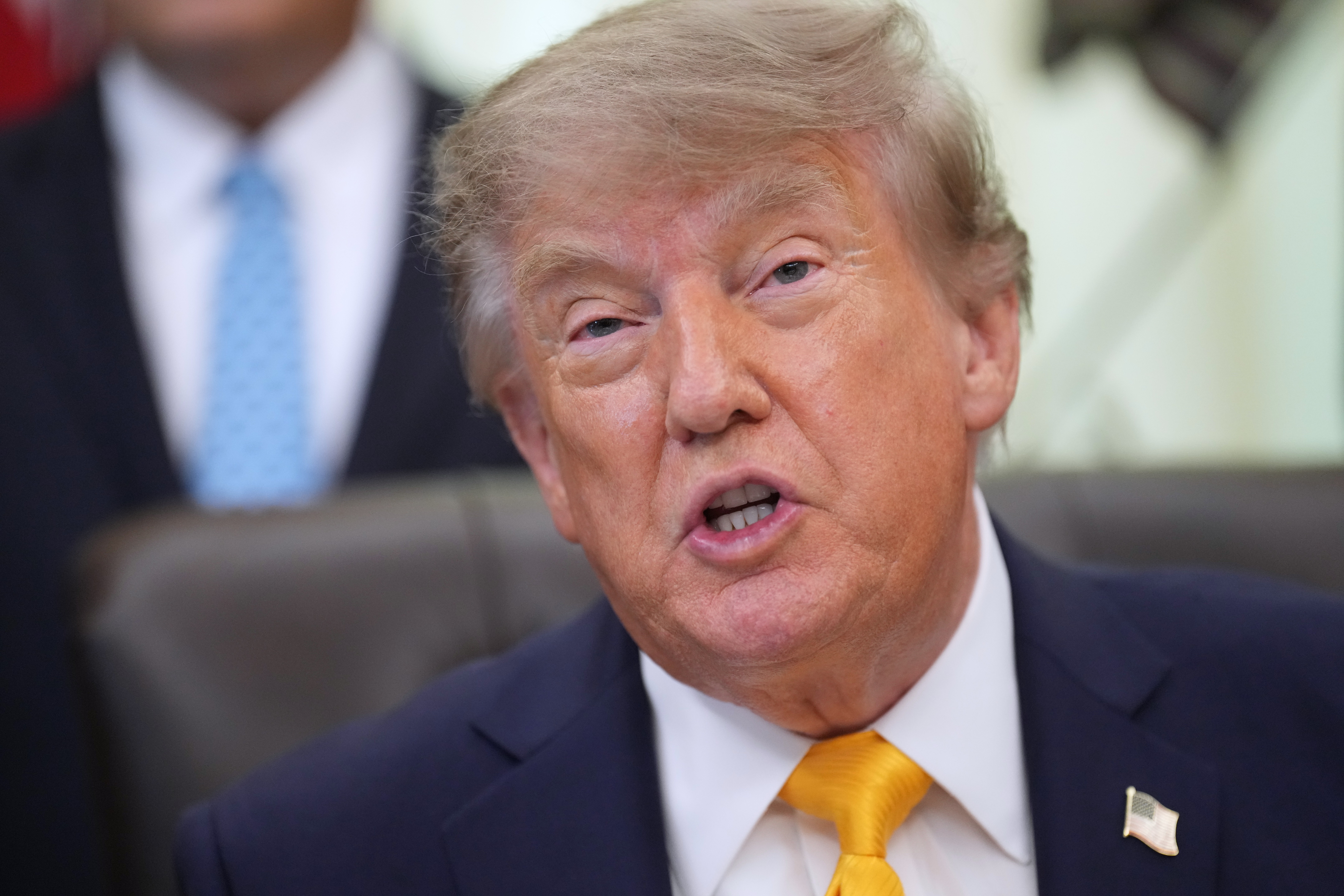 President Donald Trump speaks in the Oval Office of the White House, Friday, Sept. 4, 2026, in Washington. (AP Photo/Jacquelyn Martin)