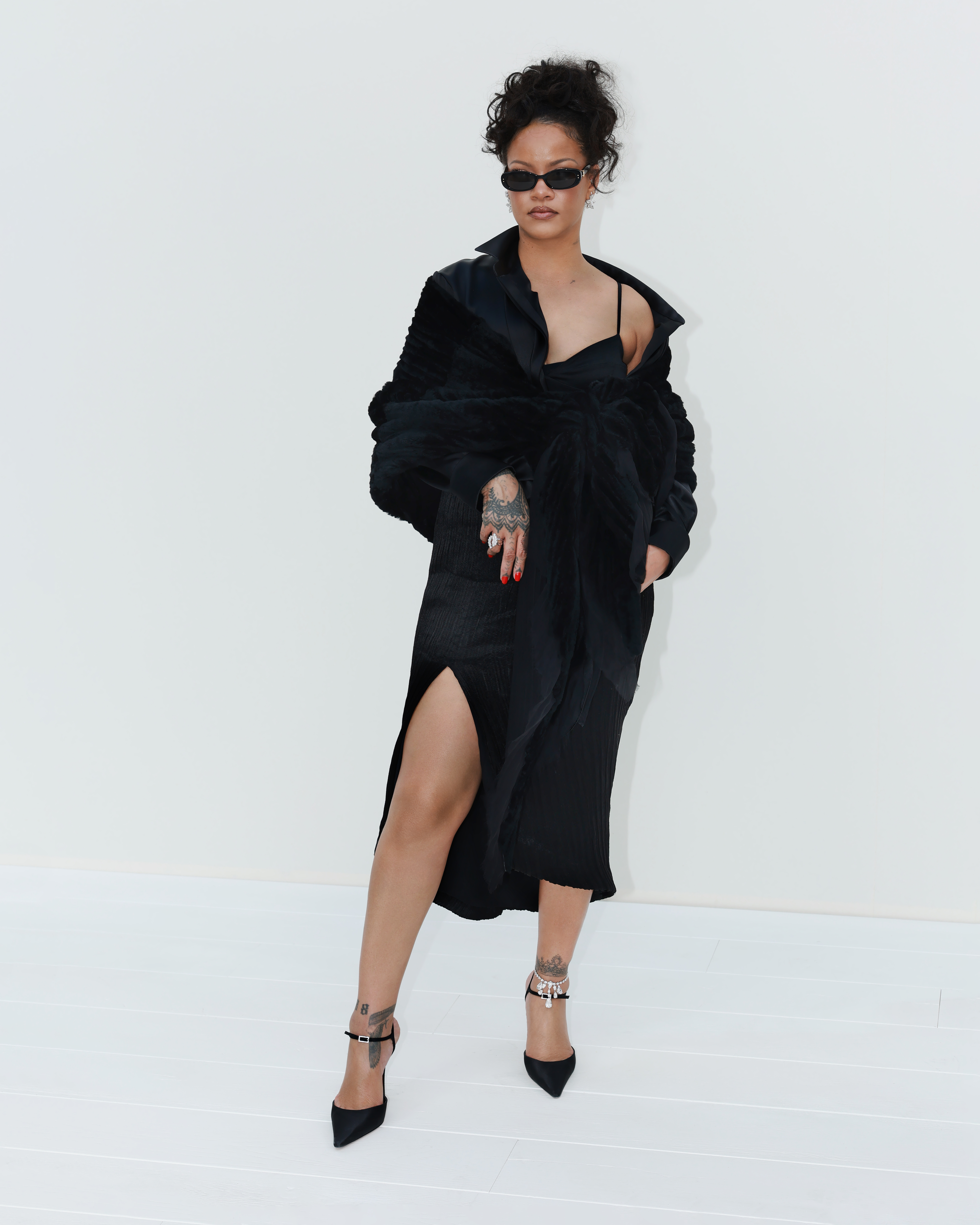 PARIS, FRANCE - SEPTEMBER 29: Rihanna attends the Christian Dior Womenswear Spring/Summer 2027 show as part of Paris Fashion Week on September 29, 2026 in Paris, France. (Photo by Arnold Jerocki/Getty Images for Dior)