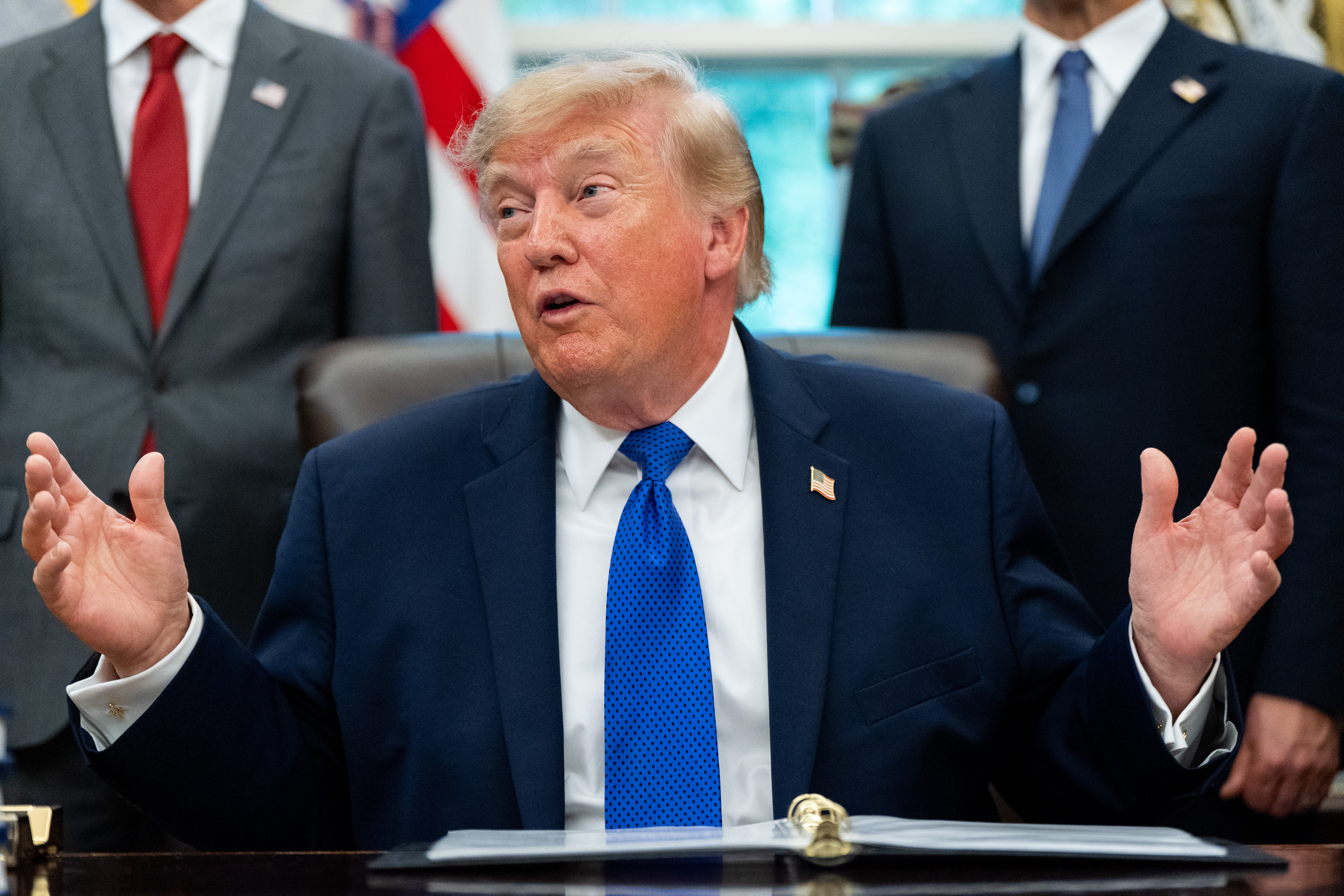 President Donald Trump speaks in the Oval Office of the White House, Monday, Sept 28, 2026, in Washington (AP Photo/Alex Brandon)