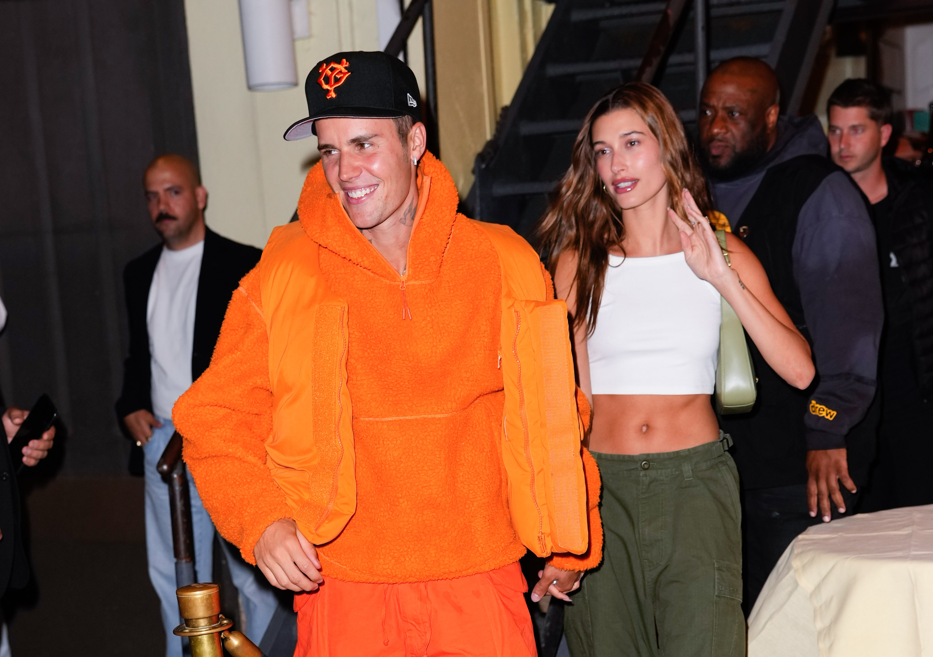 NEW YORK, NEW YORK - JUNE 04: Justin Bieber and Hailey Bieber are seen at Cipriani after his concert at Barclays Center on June 04, 2022 in New York City. (Photo by Gotham/GC Images)