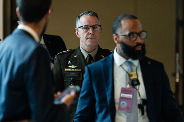 WASHINGTON, DC - JUNE 2: General Joshua M. Rudd, commander of the U.S. Cyber Command and director of the National Security Agency and Chief of the Central Security Service, arrives to a closed Senate Appropriations Committee hearing at the U.S. Capitol on June 2, 2026 in Washington, DC. The hearing at the Senate SCIF examined the 2027 budget proposals for intelligence agencies. (Photo by Eric Lee/Getty Images)