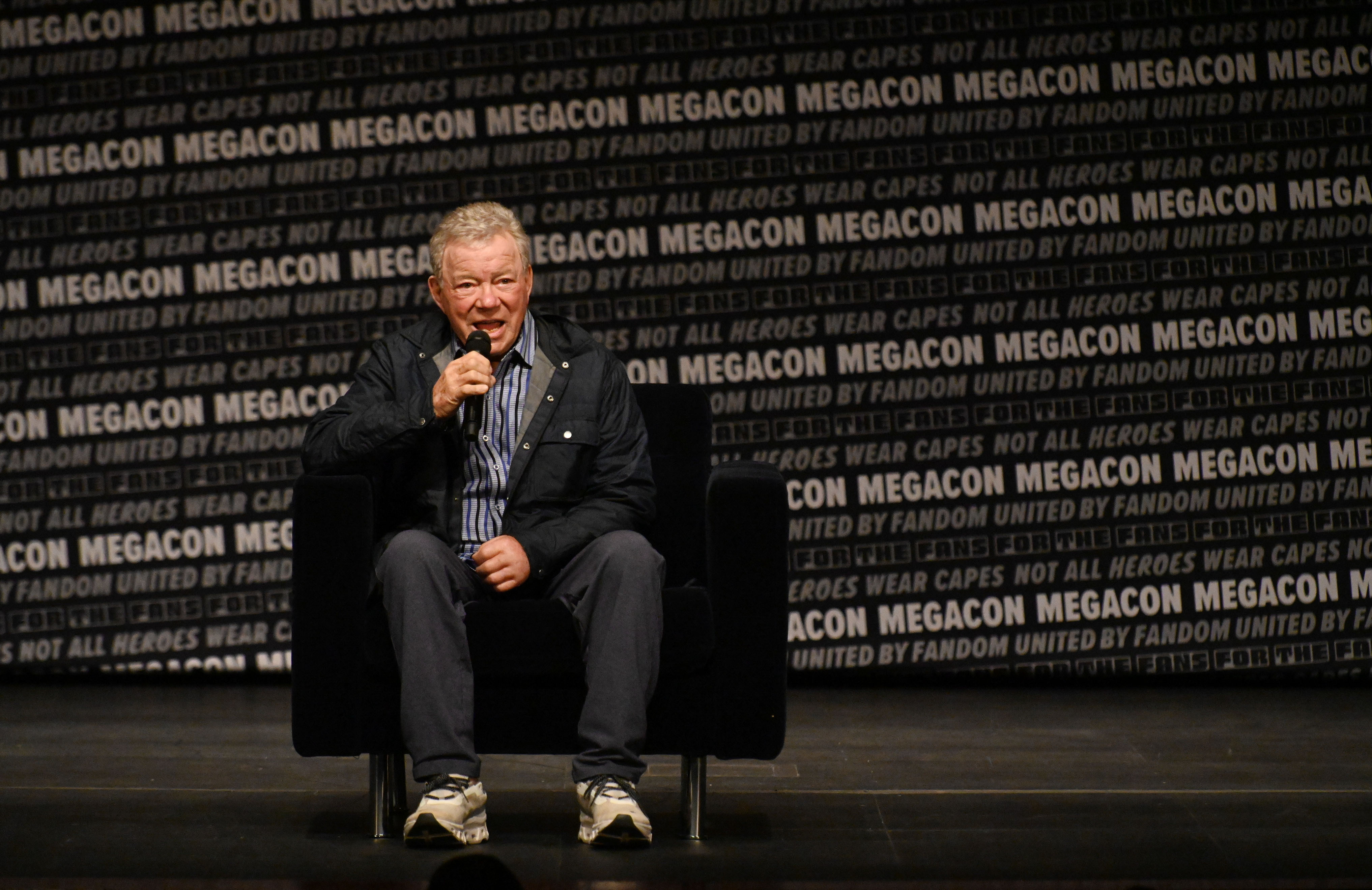 William Shatner speaks at MegaCon Orlando 2026 at Orange County Convention Center on March 20, 2026 in Orlando, Florida.