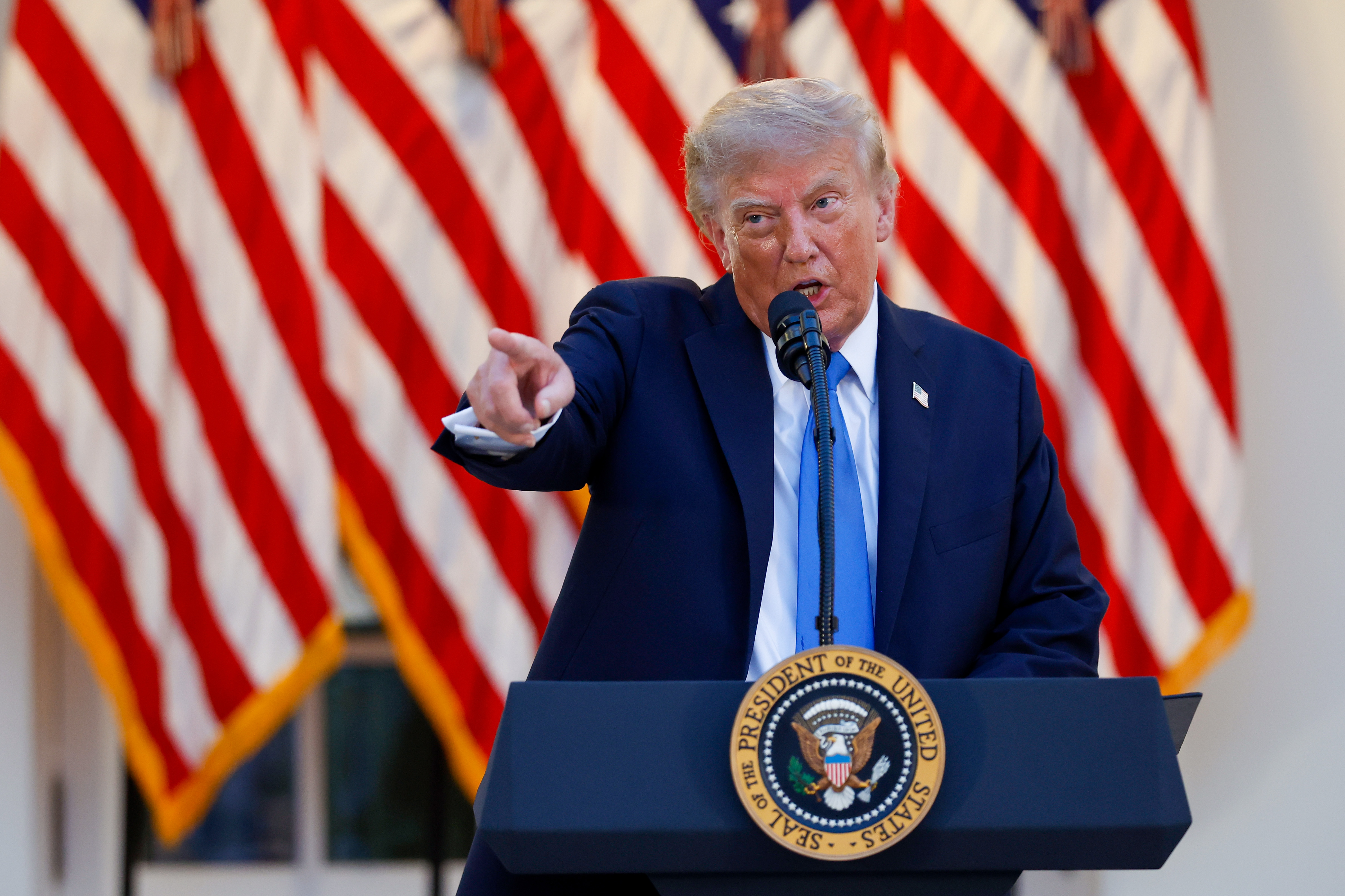 WASHINGTON, DC - SEPTEMBER 02: U.S. President Donald Trump speaks as he hosts a dinner in the Rose Garden at the White House on September 02, 2026 in Washington, DC. President Trump invited  Republicans in competitive races to a Rose Garden dinner ahead of the November elections. (Photo by Kevin Dietsch/Getty Images)