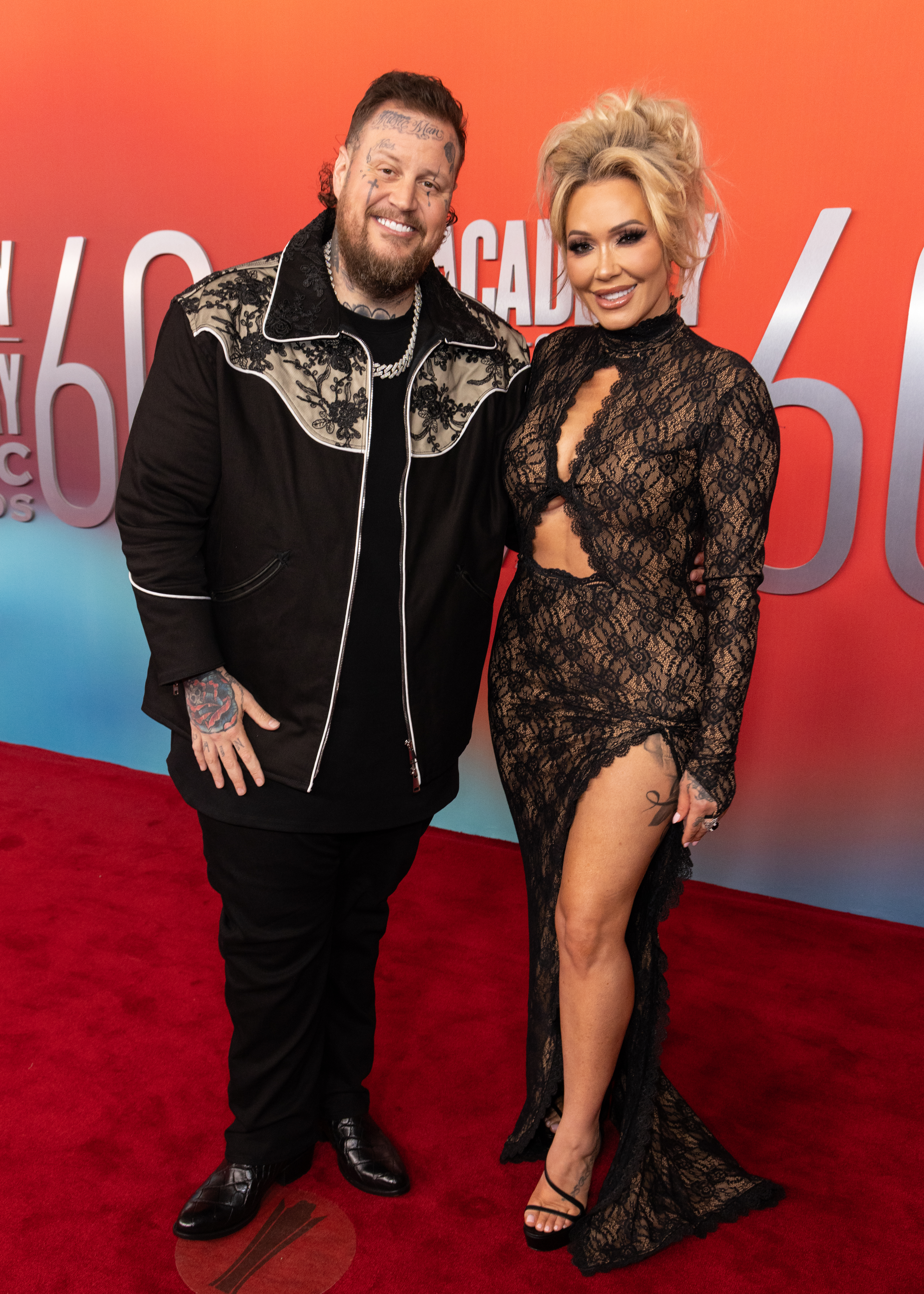 FRISCO, TEXAS - MAY 08: (L-R) Jelly Roll and Bunnie Xo attend the 60th Academy of Country Music Awards at The Star in Frisco on May 08, 2025 in Frisco, Texas.  (Photo by John Shearer/Getty Images for ACM)