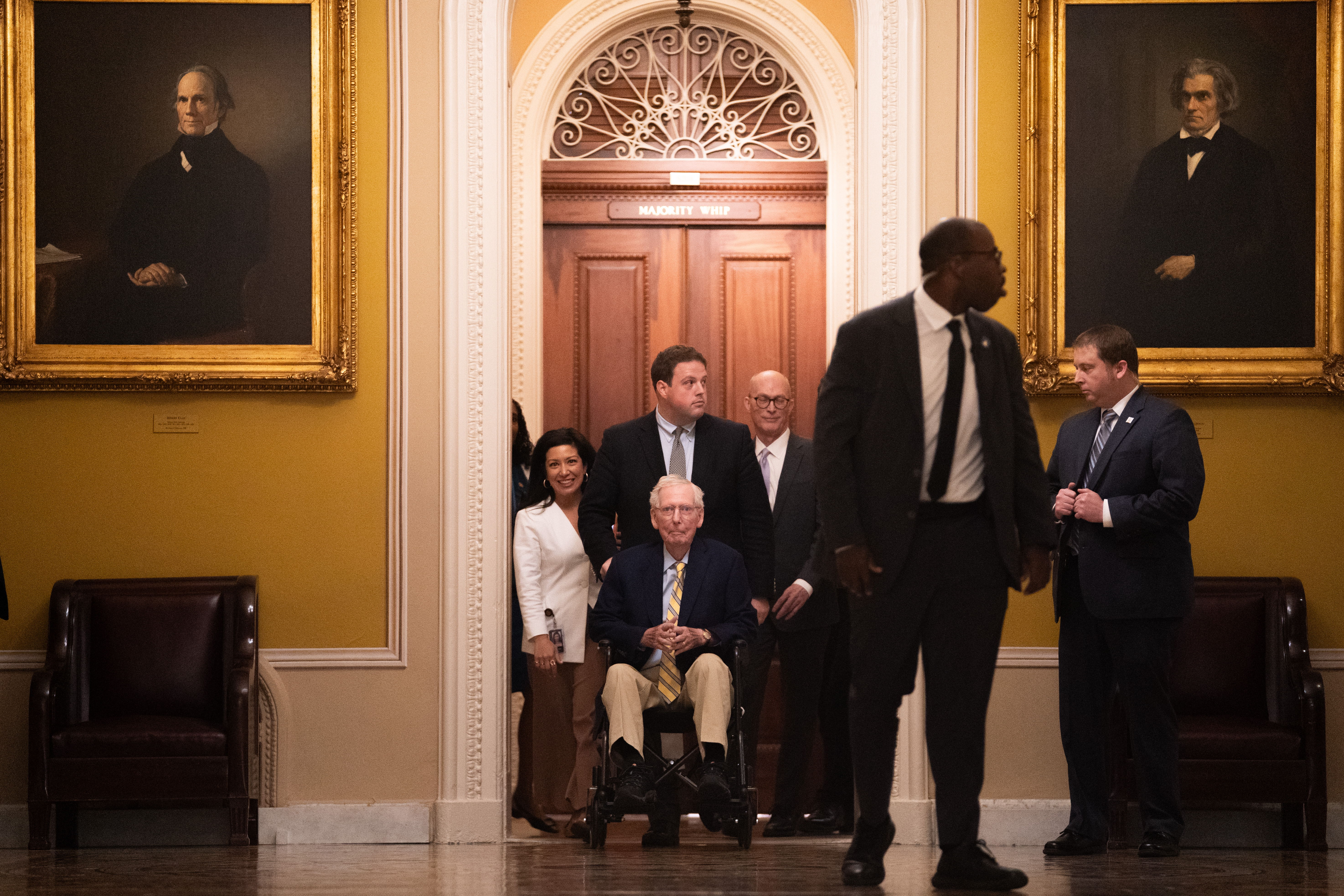 Sen. Mitch McConnell, R-Ky., arrives at the U.S. Capitol, Monday, Sept. 14, 2026, in Washington. (AP Photo/Allison Robbert)