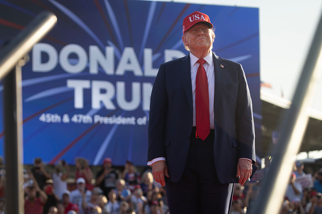 DES MOINES, IOWA - JULY 03:  U.S. President Donald Trump arrives for a rally to kick off the July Fourth holiday weekend at the Iowa State Fairgrounds on July 03, 2025 in Des Moines, Iowa. The president used the opportunity to tout his just-passed