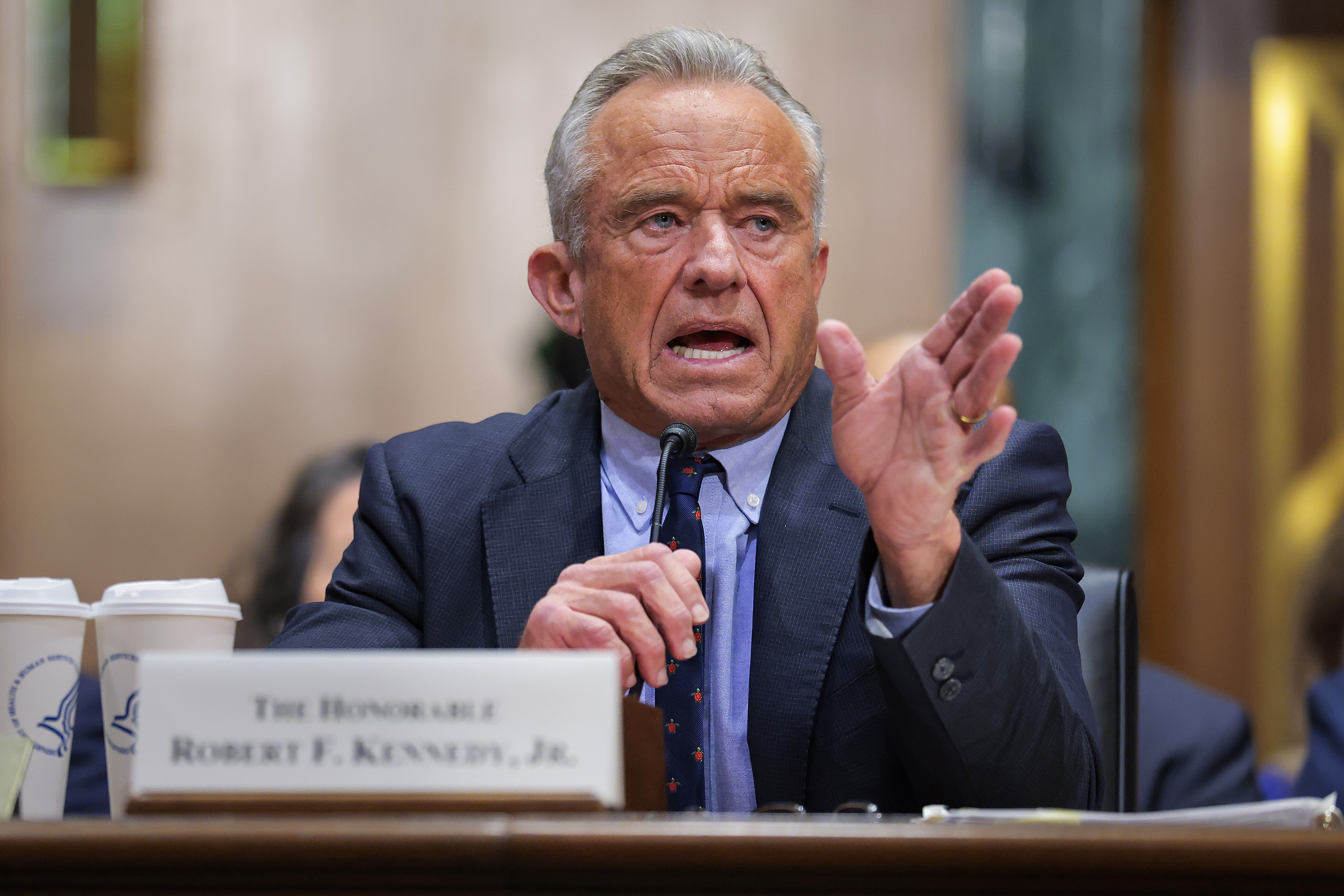 WASHINGTON, DC - APRIL 22: U.S. Health and Human Services Secretary Robert F. Kennedy Jr. testifies during a Senate Finance Committee Hearing at Senate Dirksen Office Building on April 22, 2026 in Washington, DC. The hearing examined President Donald Trump's proposed budget request for fiscal year 2027 for the Department of Health and Human Services. (Photo by Heather Diehl/Getty Images)