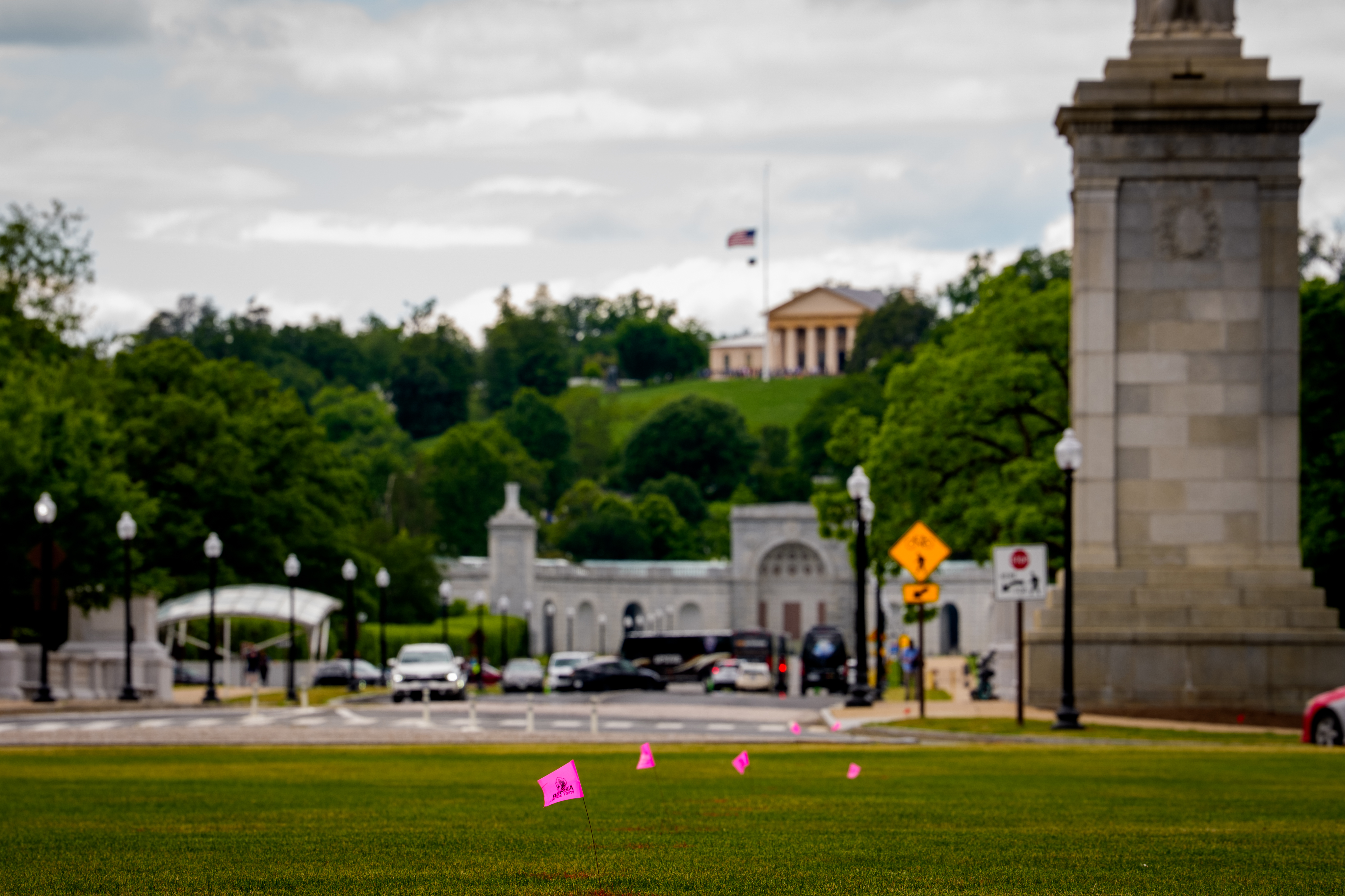ARLINGTON, VA - MAY 14: Arlington Cemetary is visible at the site of U.S. President Donald Trump's proposed triumphal arch to commemorate the country's 250th anniversary on May 14, 2026 in Arlington, Virginia. Survey work has begun for a proposed 250-foot arch informally dubbed the