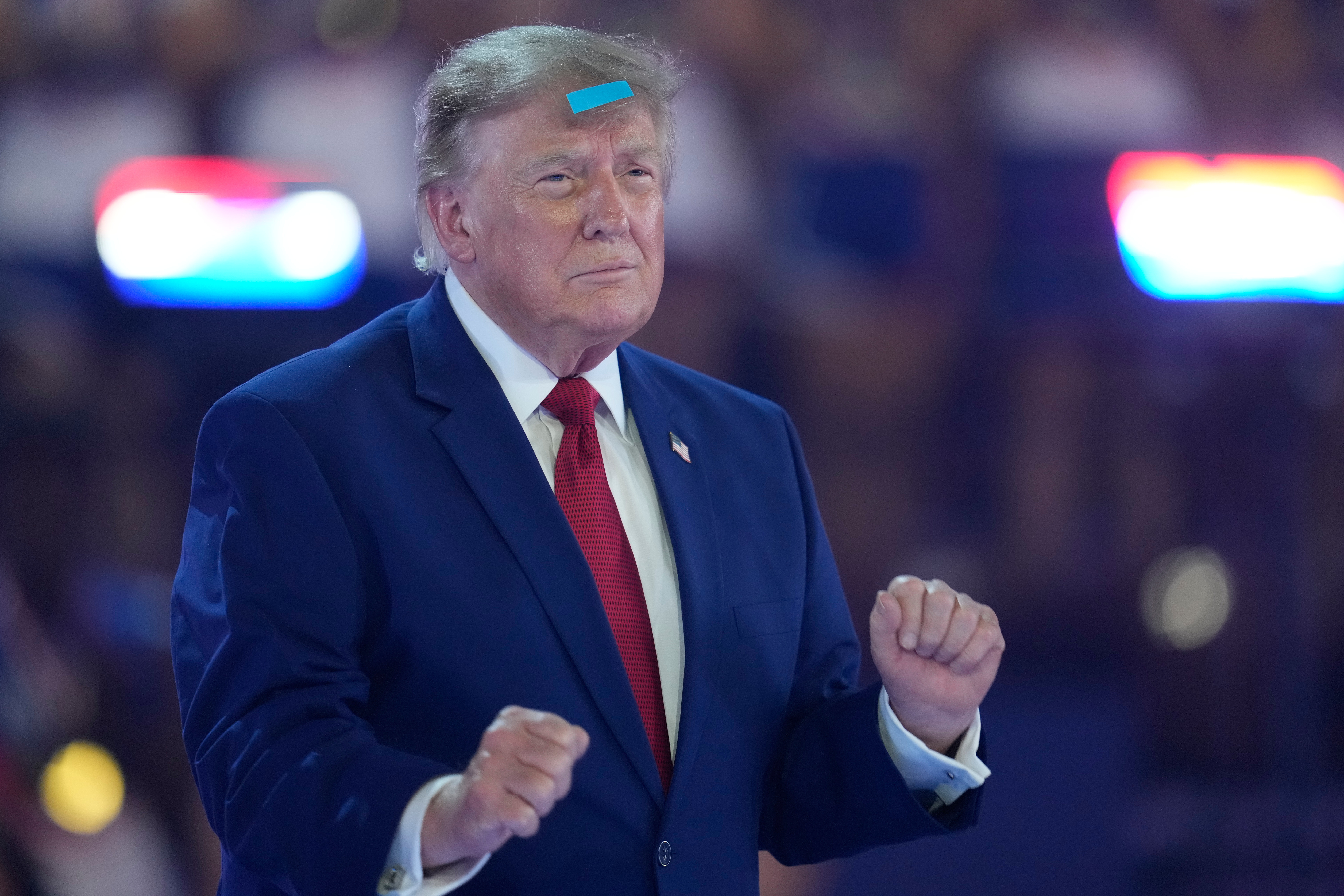 President Donald Trump attends the Patriot Games at Spire Academy in Geneva, Ohio, Tuesday, Aug. 11, 2026. (AP Photo/Sue Ogrocki)