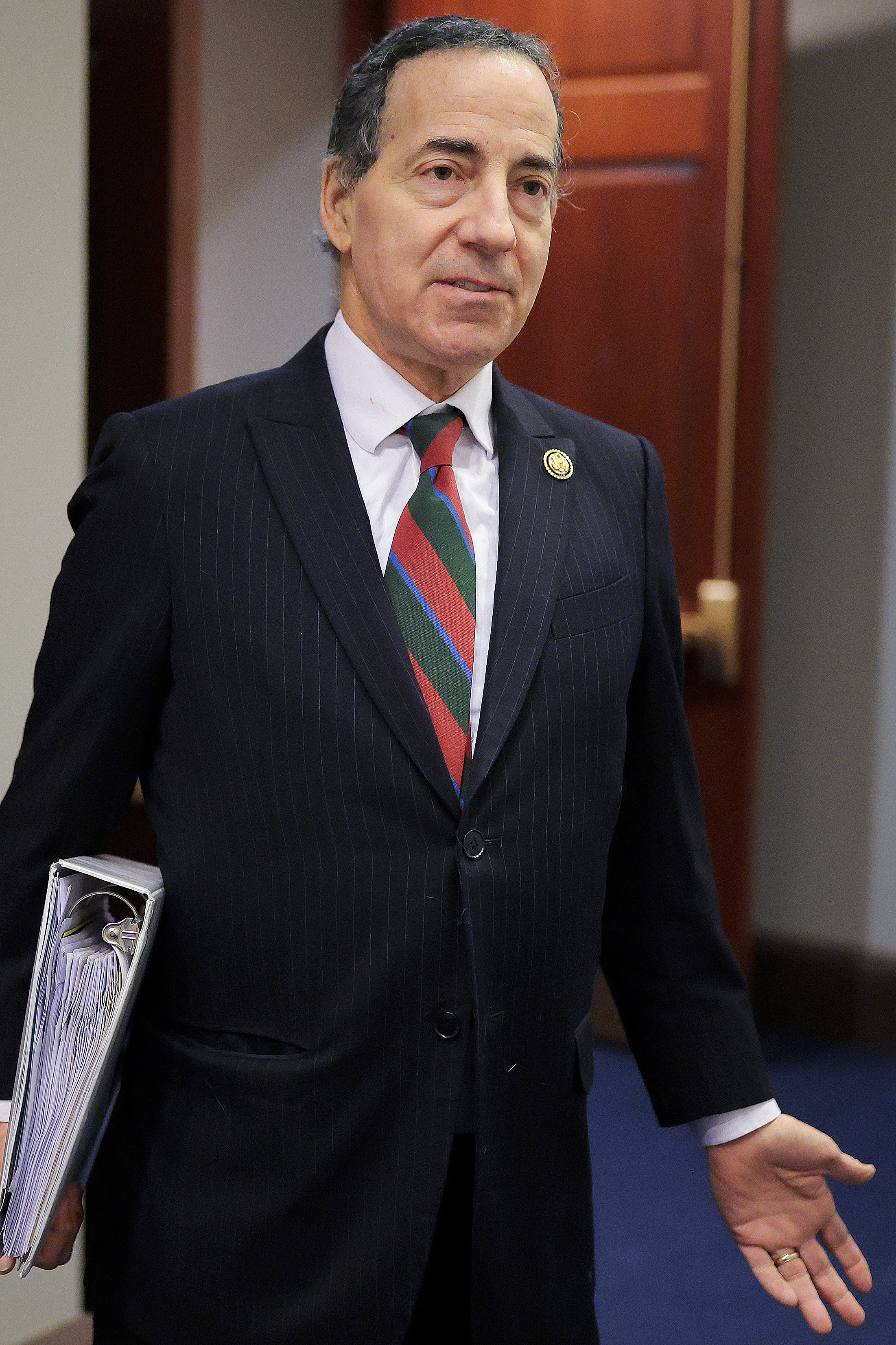 WASHINGTON, DC - FEBRUARY 10: Rep. Jamie Raskin (D-MD) speaks with reporters in the U.S. Capitol on February 10, 2026 in Washington, DC. House Democrats gathered for a weekly caucus meeting Tuesday morning. (Photo by Heather Diehl/Getty Images)