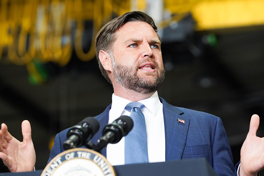 PEACHTREE CITY, GEORGIA - AUGUST 21: Vice President JD Vance speaks to supporters of President Donald Trump at an event on August 21, 2025 in Peachtree City, Georgia. Vance spoke about Trump’s One Big Beautiful Bill. (Photo by Megan Varner/Getty Images)