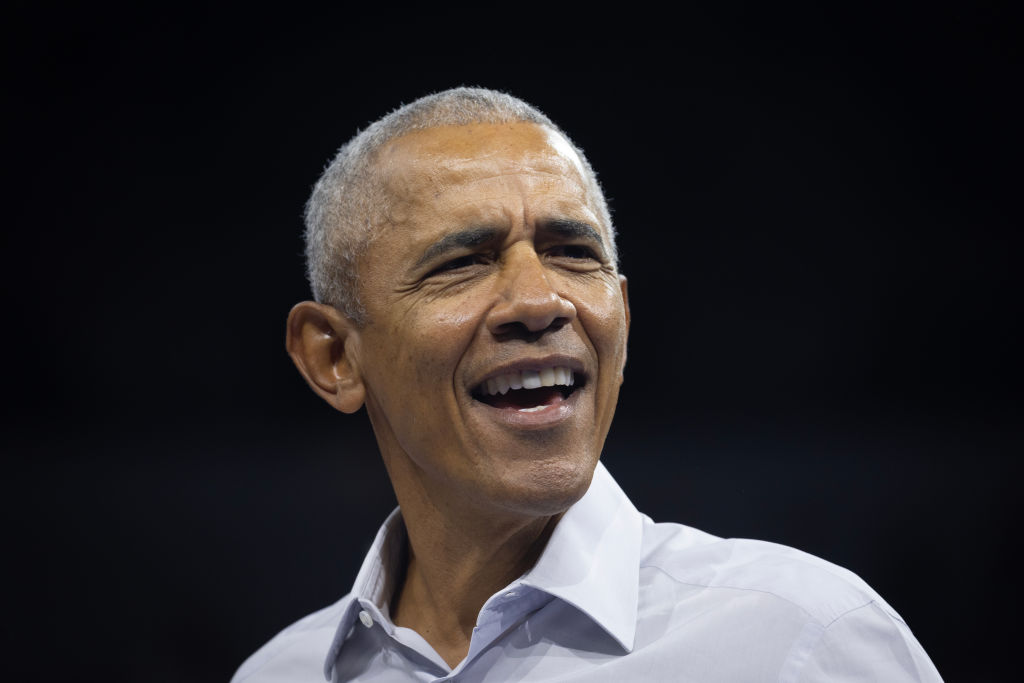 MADISON, WISCONSIN - OCTOBER 22: Former U.S. President Barack Obama speaks at a rally for Democratic vice presidential nominee, Minnesota Gov. Tim Walz on October 22, 2024 in Madison, Wisconsin. Wisconsin polls open today for in-person early voting.  (Photo by Scott Olson/Getty Images)