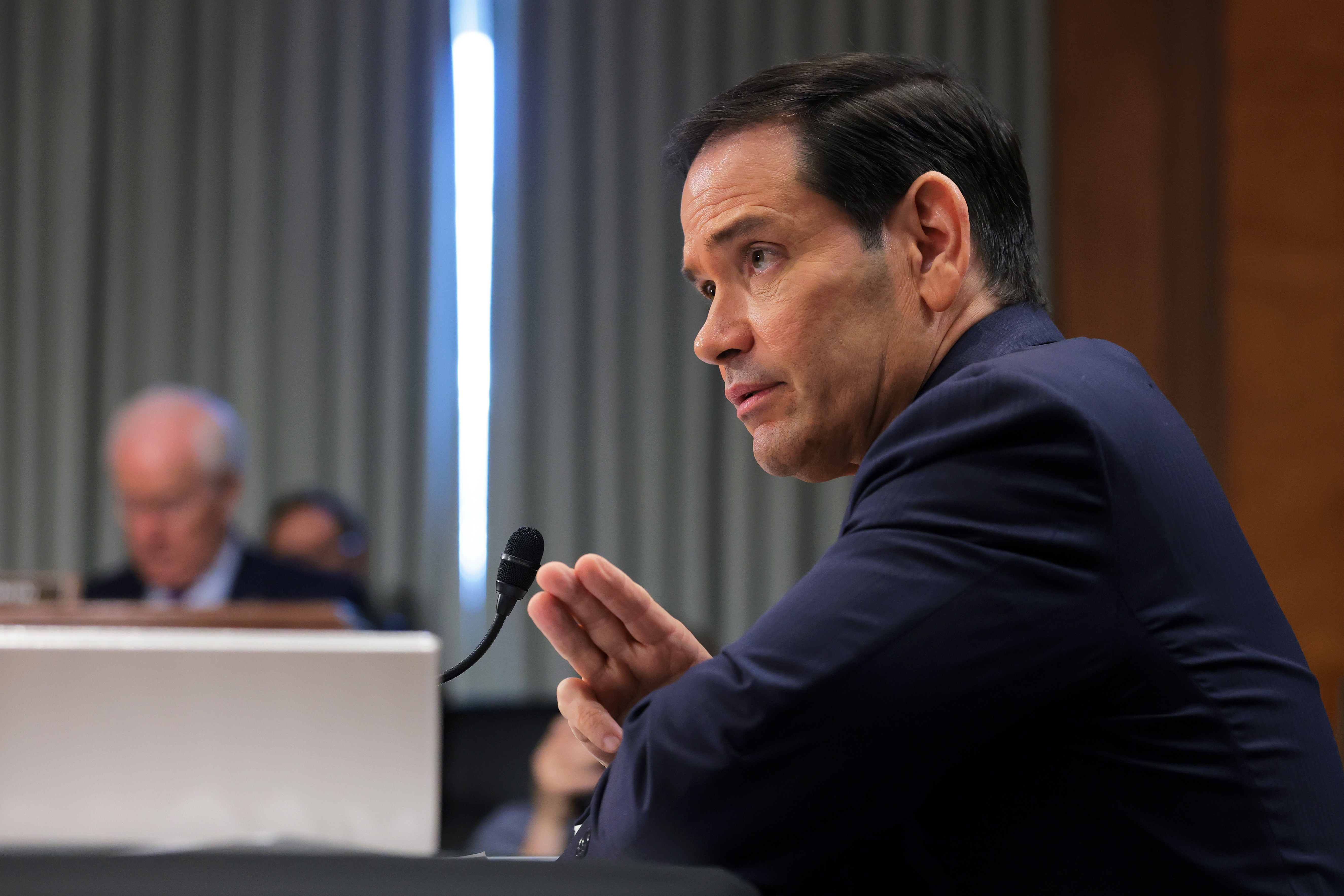 WASHINGTON, DC - JUNE 02: U.S. Secretary of State Marco Rubio testifies during a Senate Foreign Relations Committee hearing in the Dirksen Senate Office Building on June 02, 2026 in Washington, DC. In his first public hearing since the start of the war in Iran, Rubio is testifying on the State Department’s FY2027 budget request. (Photo by Anna Moneymaker/Getty Images)