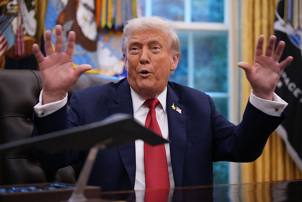 WASHINGTON, DC - SEPTEMBER 25: U.S. President Donald Trump speaks in the Oval Office of the White House on September 25, 2025 in Washington, DC. Trump is expected to sign executive orders, including approving a partial sale of TikTok’s U.S. operations, following a 2024 law requiring parent company ByteDance to divest or face a ban. (Photo by Andrew Harnik/Getty Images)