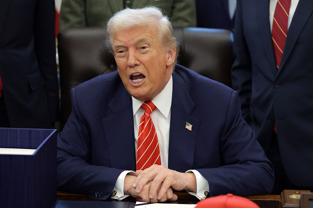 WASHINGTON, DC - FEBRUARY 03: U.S. President Donald Trump speaks during a bill signing in the Oval Office of the White House on February 03, 2026 in Washington, DC. The House passed legislation today that ends the partial government shutdown while lawmakers negotiate over Immigration and Customs Enforcement policy and funding for the Department of Homeland Security. (Photo by Alex Wong/Getty Images)