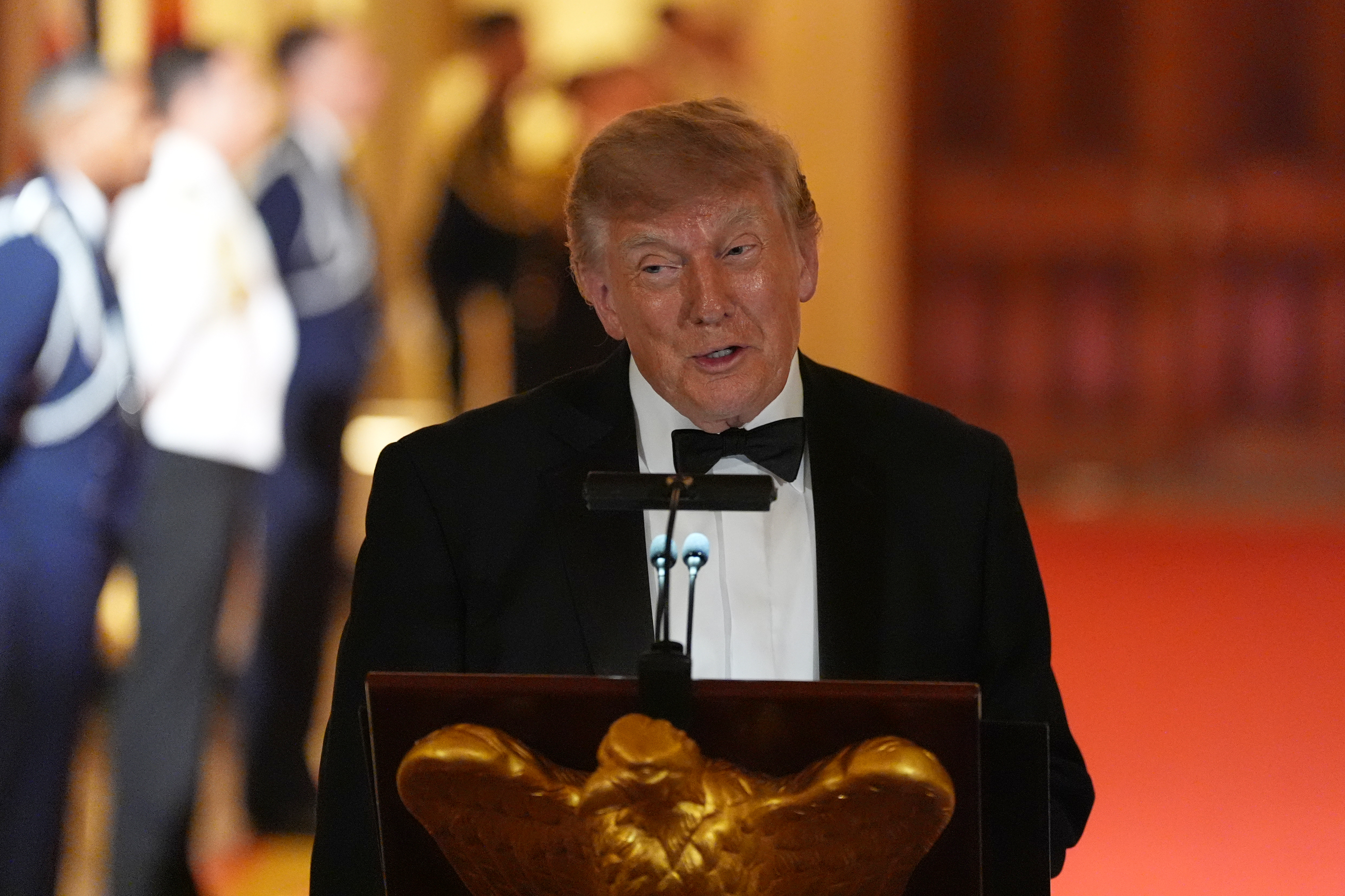 President Donald Trump speaks during a State Dinner for China's President Xi Jinping in the East Room of the White House, Thursday, Sept. 24, 2026, in Washington. (AP Photo/Alex Brandon)