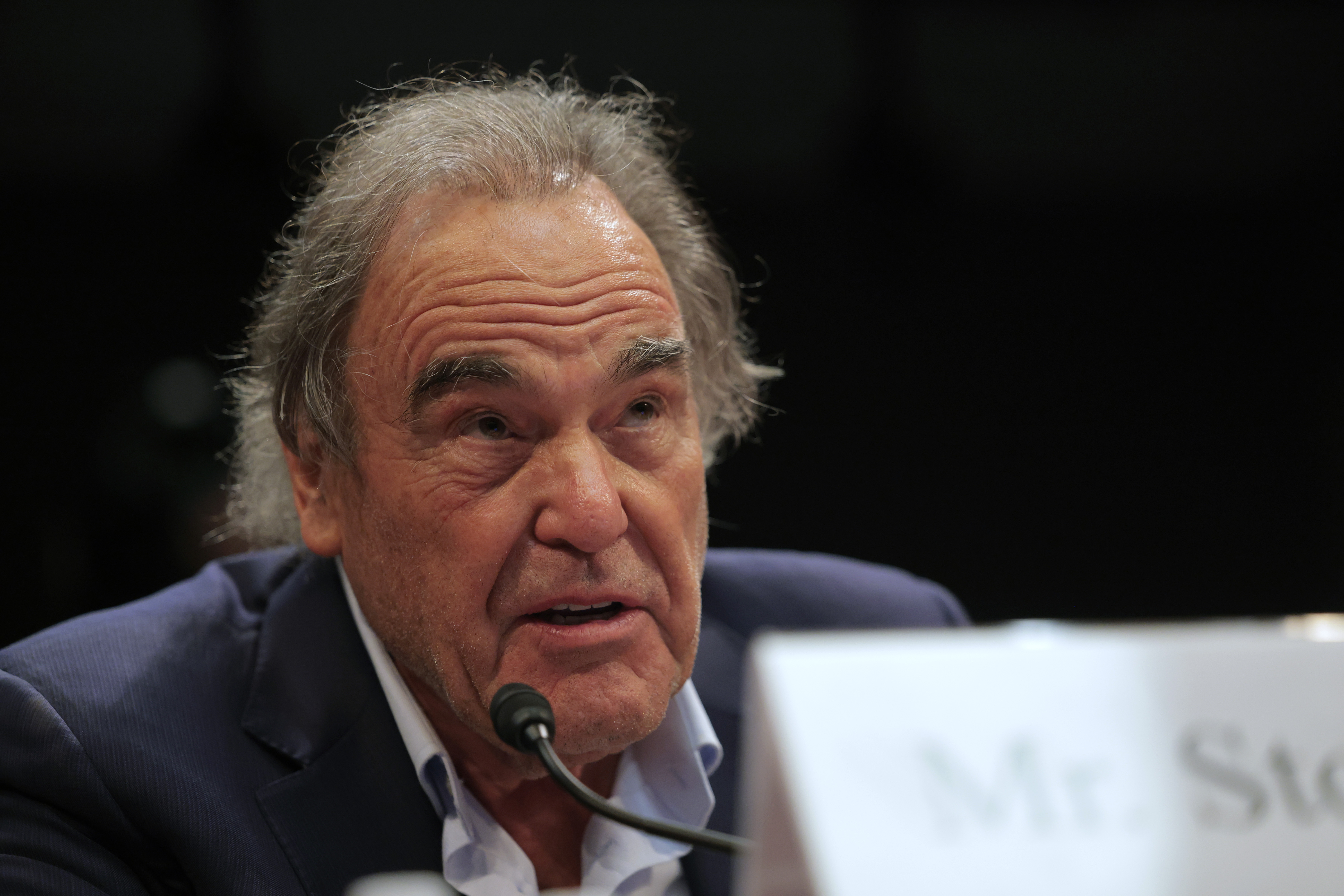 WASHINGTON, DC - APRIL 01: Filmmaker Oliver Stone testifies during a hearing with the House Oversight Committee at the U.S. Capitol on April 01, 2025 in Washington, DC. The Committee's Task Force on the Declassification of Federal Secrets Subcommittee convened a hearing titled
