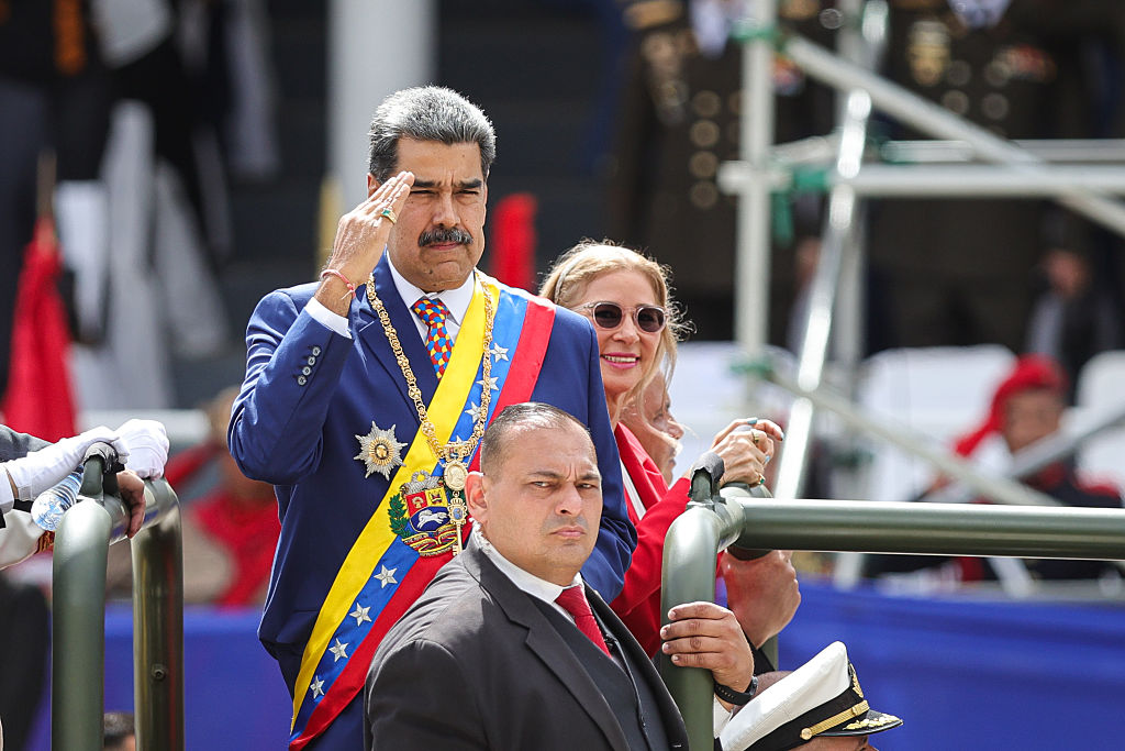 CARACAS, VENEZUELA - JULY 5: President of Venezuela Nicolas Maduro arrives for the military parade as part of 214th anniversary of Venezuela's independence celebrations on July 5, 2025 in Caracas, Venezuela. (Photo by Jesus Vargas/Getty Images)