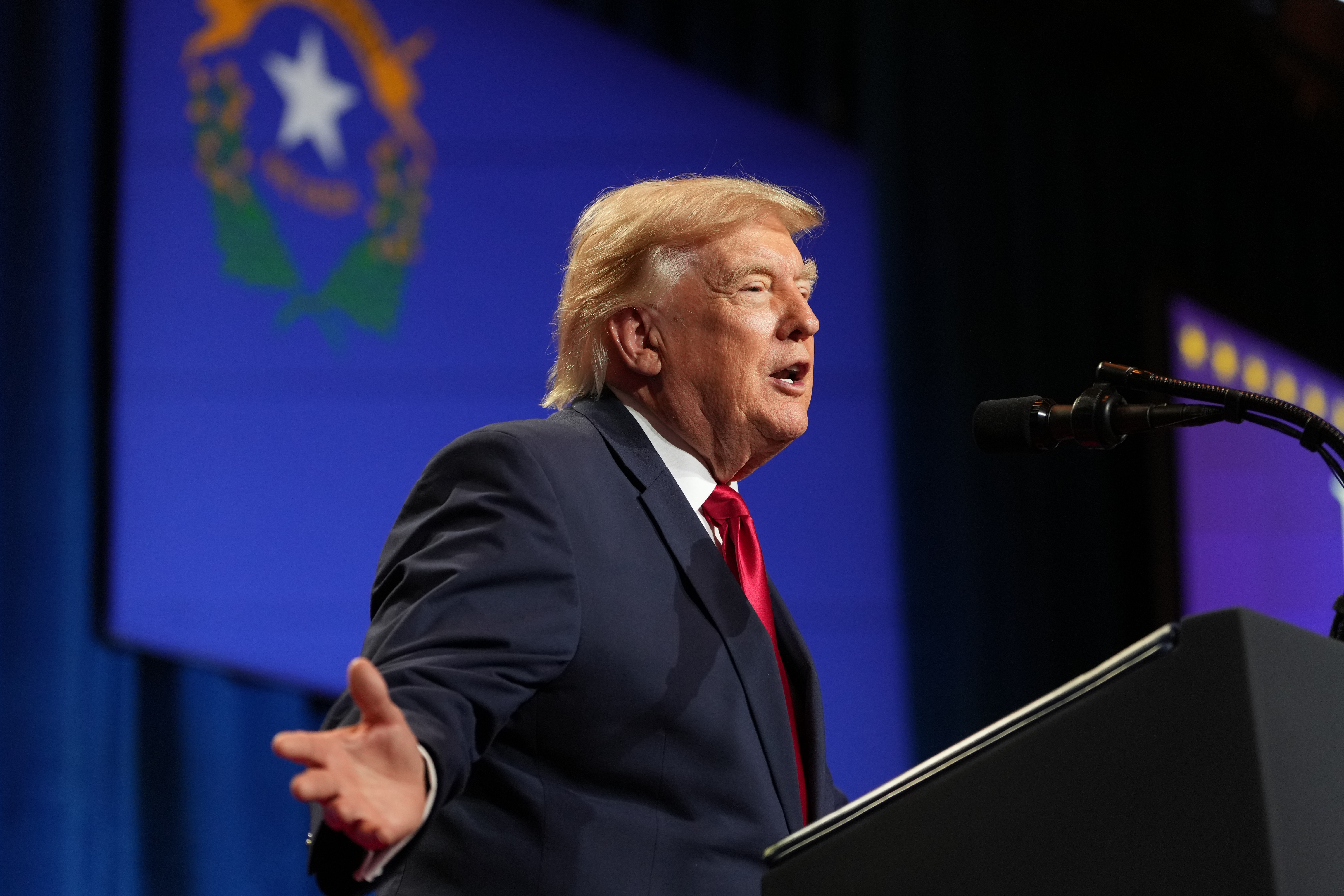 President Donald Trump speaks at an event at the Red Rock Casino Resort and Spa in Las Vegas, Wednesday, Aug. 5, 2026. (AP Photo/Mark Schiefelbein)