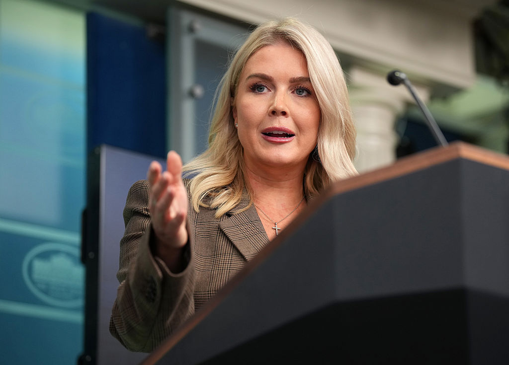 WASHINGTON, DC - SEPTEMBER 22: White House Press Secretary Karoline Leavitt speaks during the daily press briefing in the Brady Press Briefing Room at the White House on September 22, 2025 in Washington, DC. Leavitt discussed a range of topics during the briefing, including Charlie Kirk, energy, gas prices, and inflation. (Photo by Andrew Harnik/Getty Images)