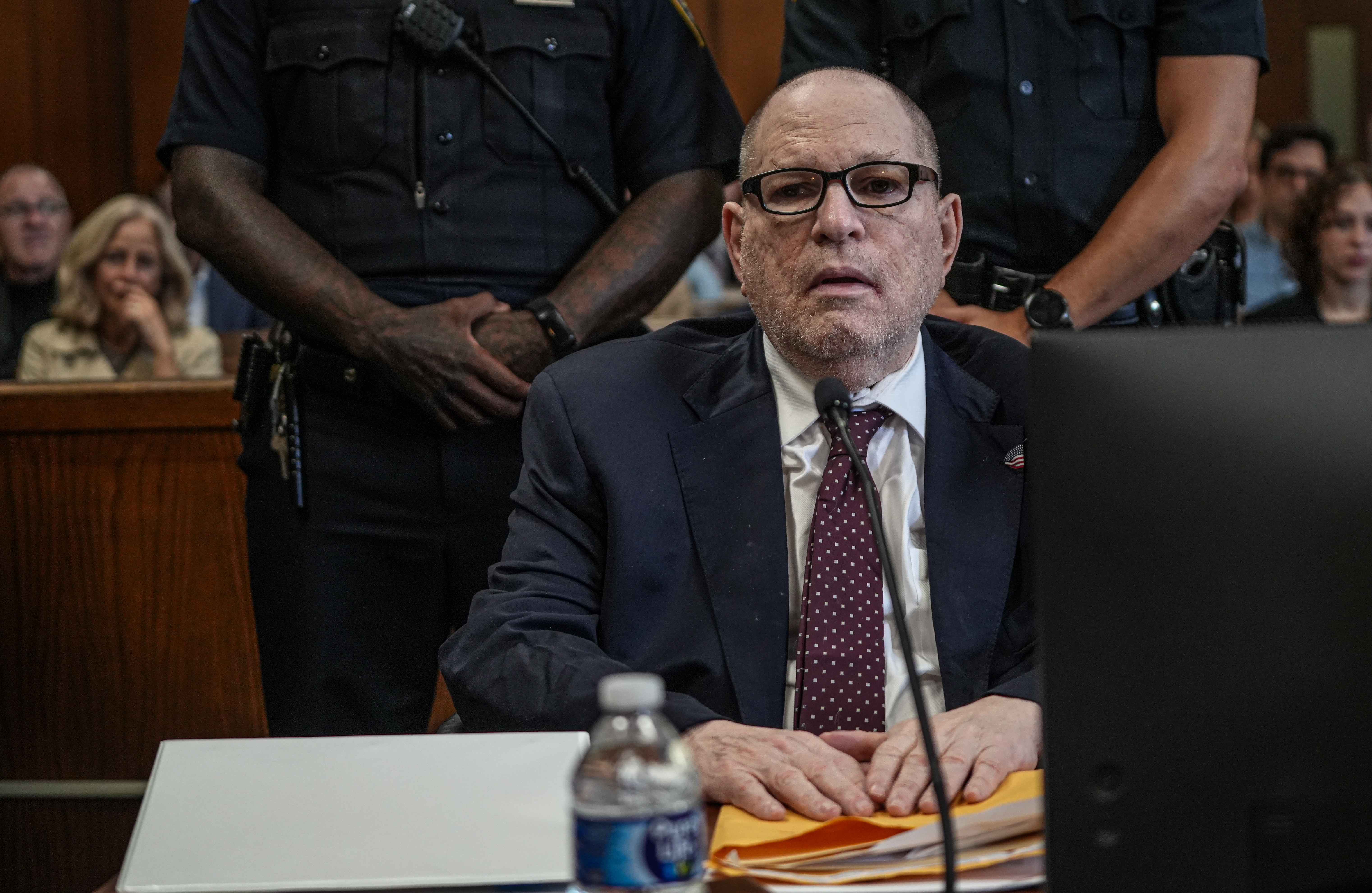 Harvey Weinstein appears in Manhattan Court for sentencing Wednesday, Sept. 23, 2026 in New York.  (Dean Moses/amNewYork via AP, Pool)