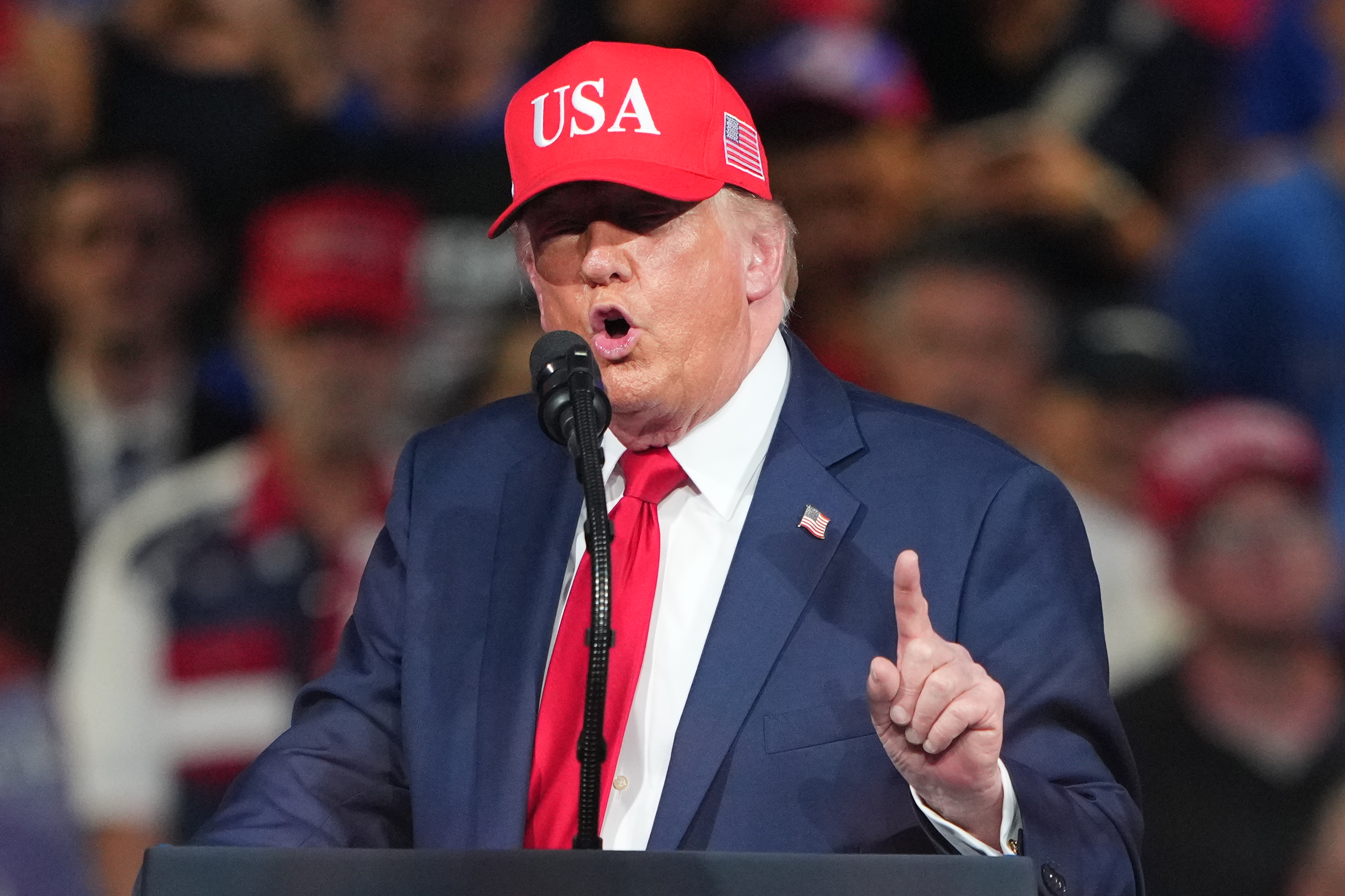 President Donald Trump speaks during a campaign rally at the Gastonia Municipal Airport, Wednesday, Sept. 16, 2026, in Gastonia, N.C. (AP Photo/Matt Kelley)