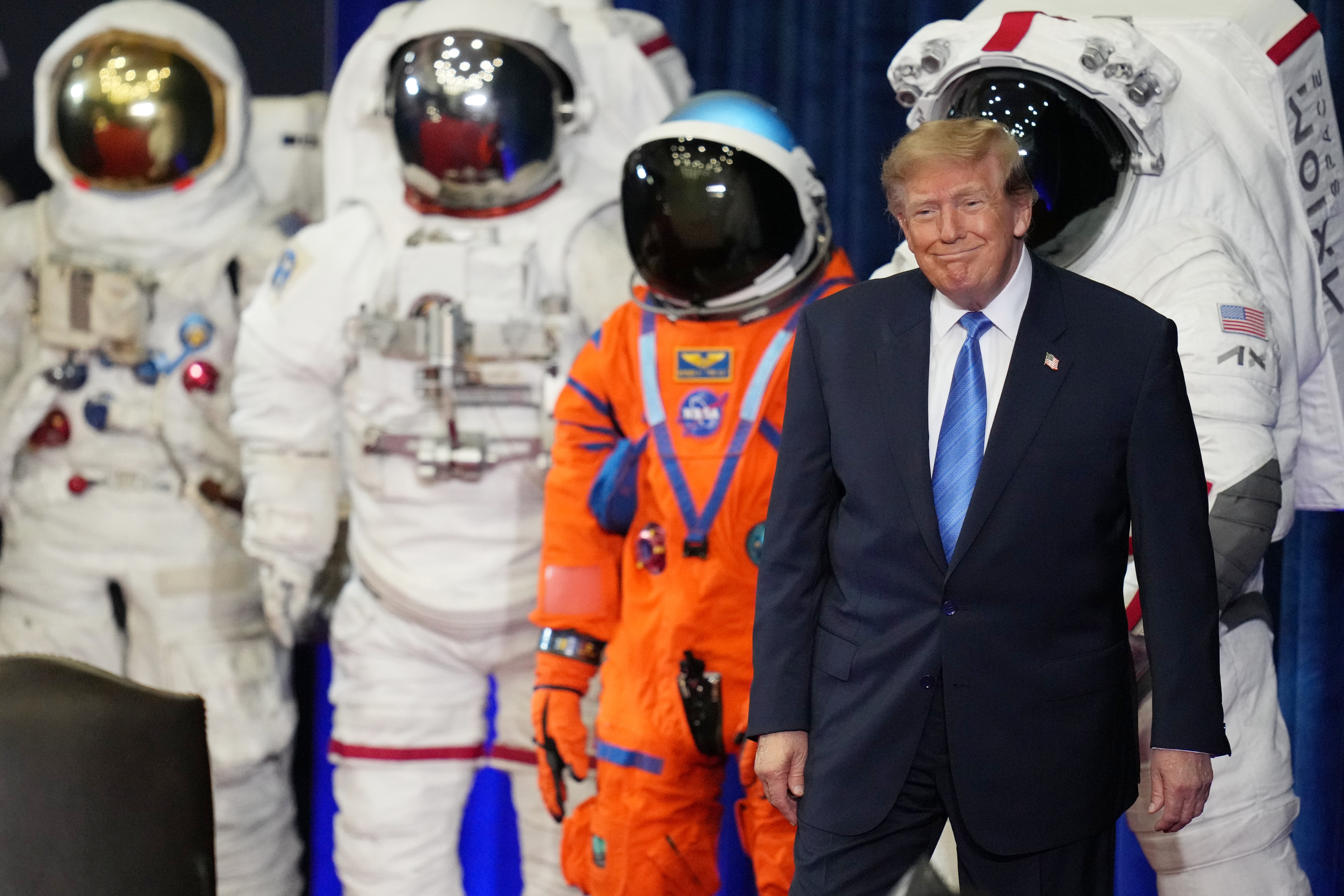 President Donald Trump arrives at NASA's Johnson Space Center, Friday, Aug. 28, 2026, in Houston. (AP Photo/Karen Warren)
